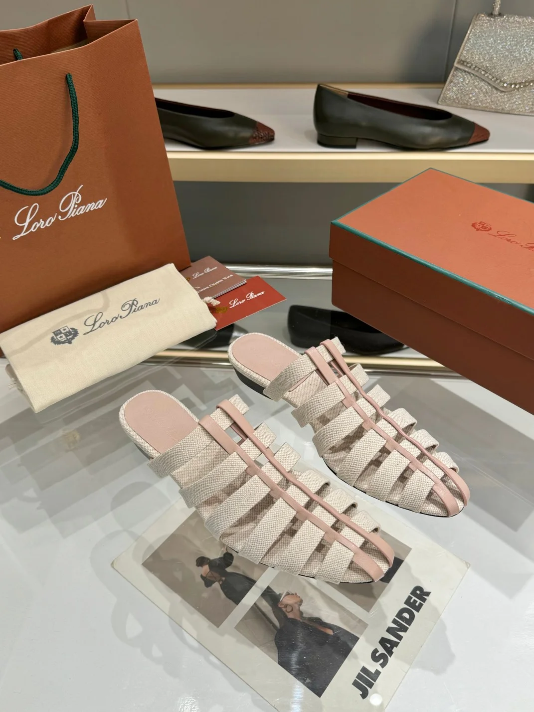 LORO PIANA Mules Lamb Leather Beige-Pink EU35-42 B50202609111326