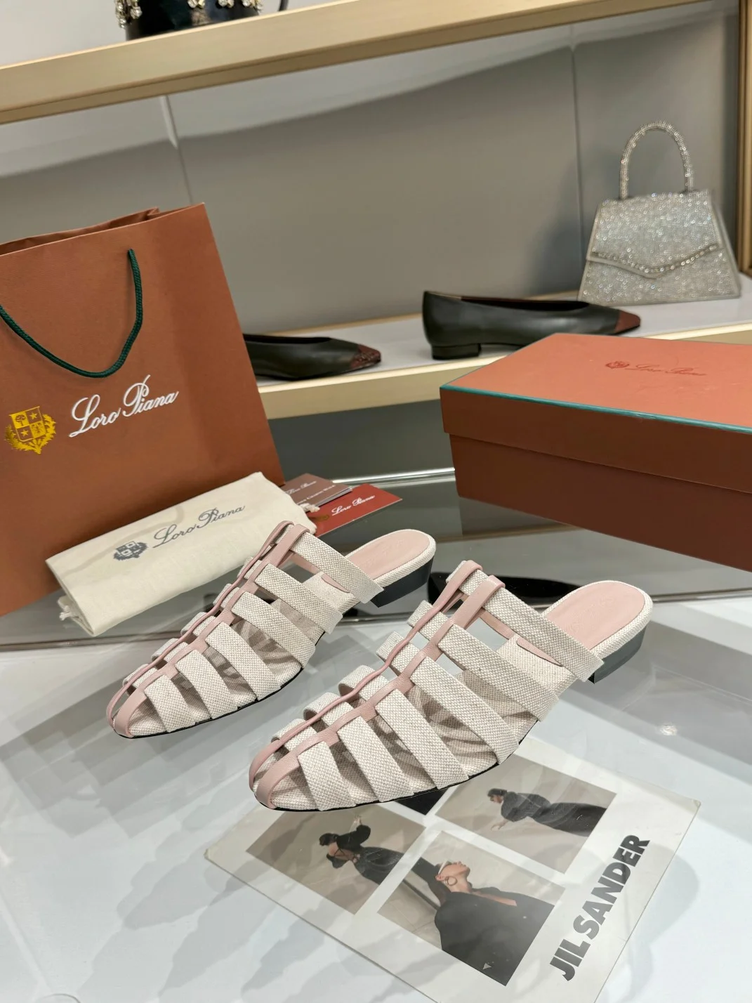 LORO PIANA Mules Lamb Leather Beige-Pink EU35-42 B50202609111326 - Image 3