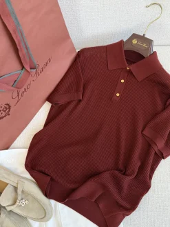 LORO PIANA Polos Maroon-Gold S-L B55202609060276