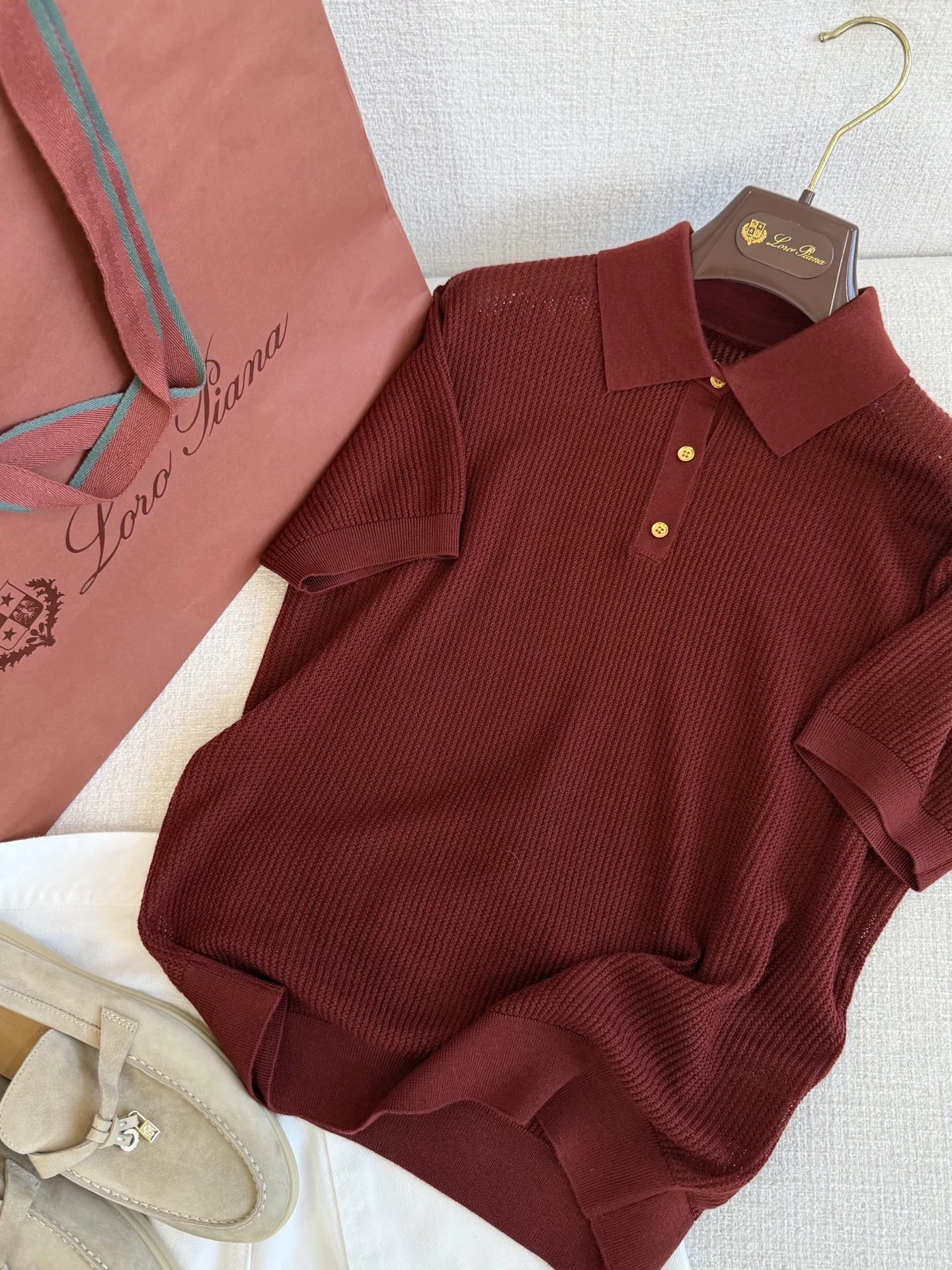 LORO PIANA Polos Maroon-Gold S-L B55202609060276