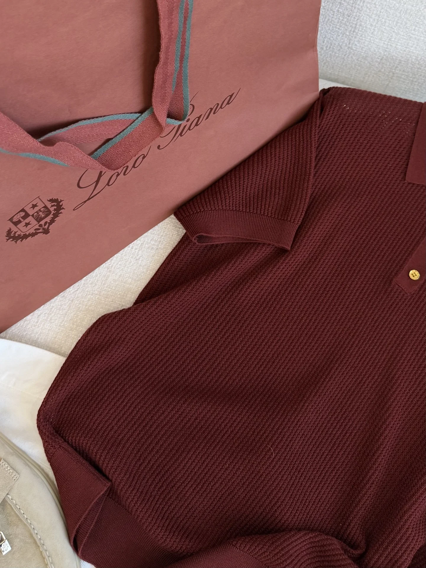 LORO PIANA Polos Maroon-Gold S-L B55202609060276 - Image 3