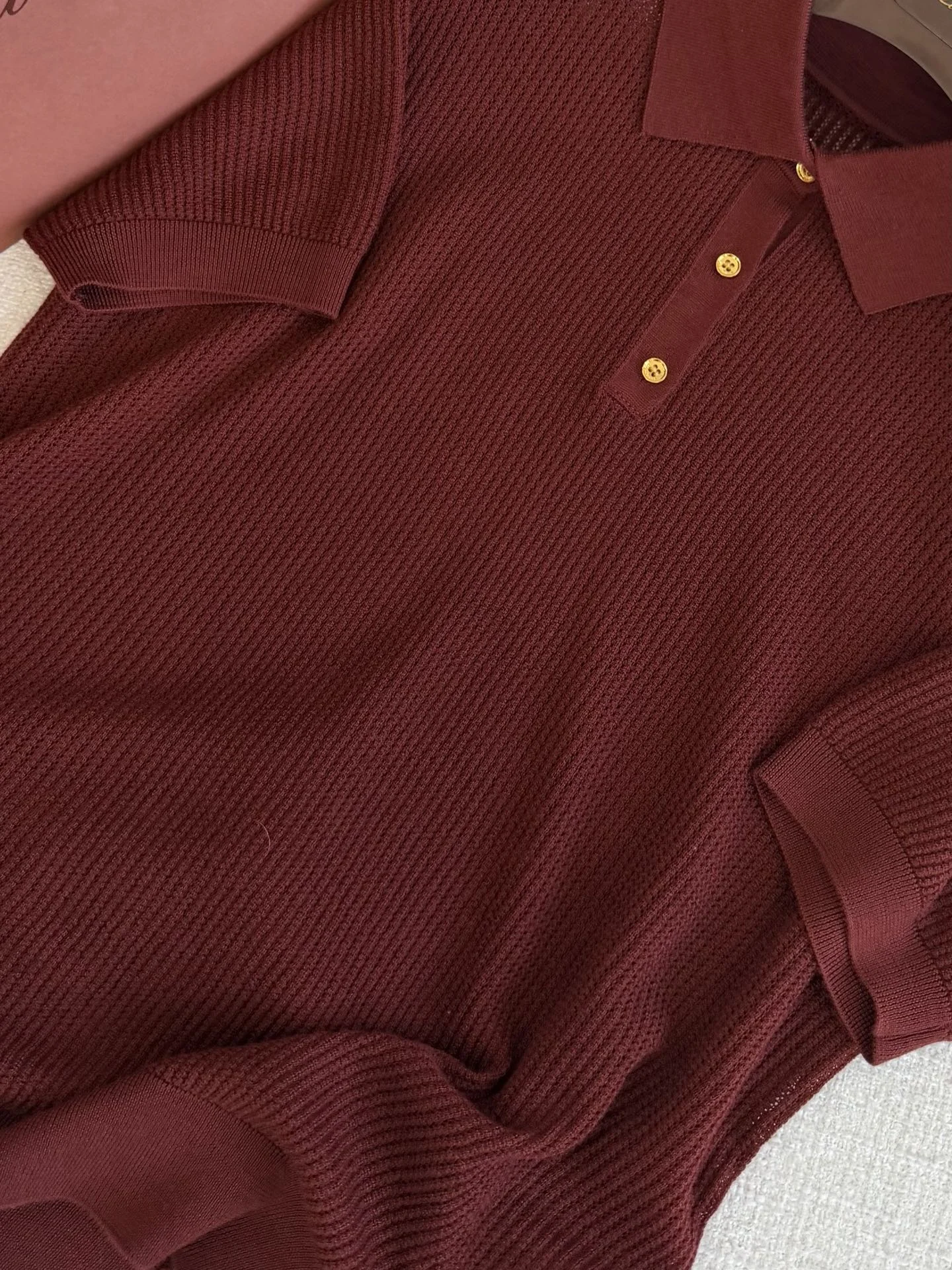LORO PIANA Polos Maroon-Gold S-L B55202609060276 - Image 4