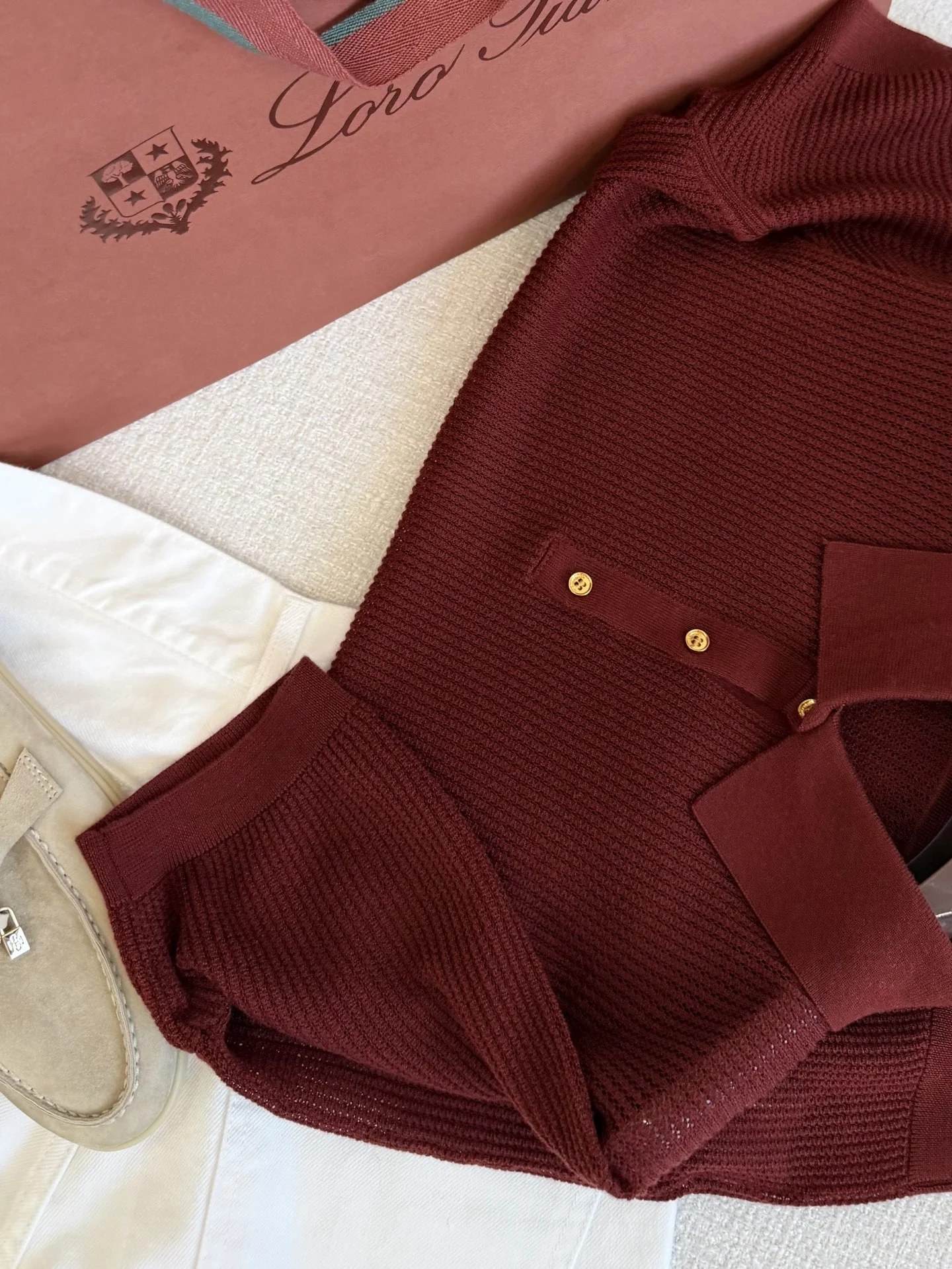 LORO PIANA Polos Maroon-Gold S-L B55202609060276 - Image 5