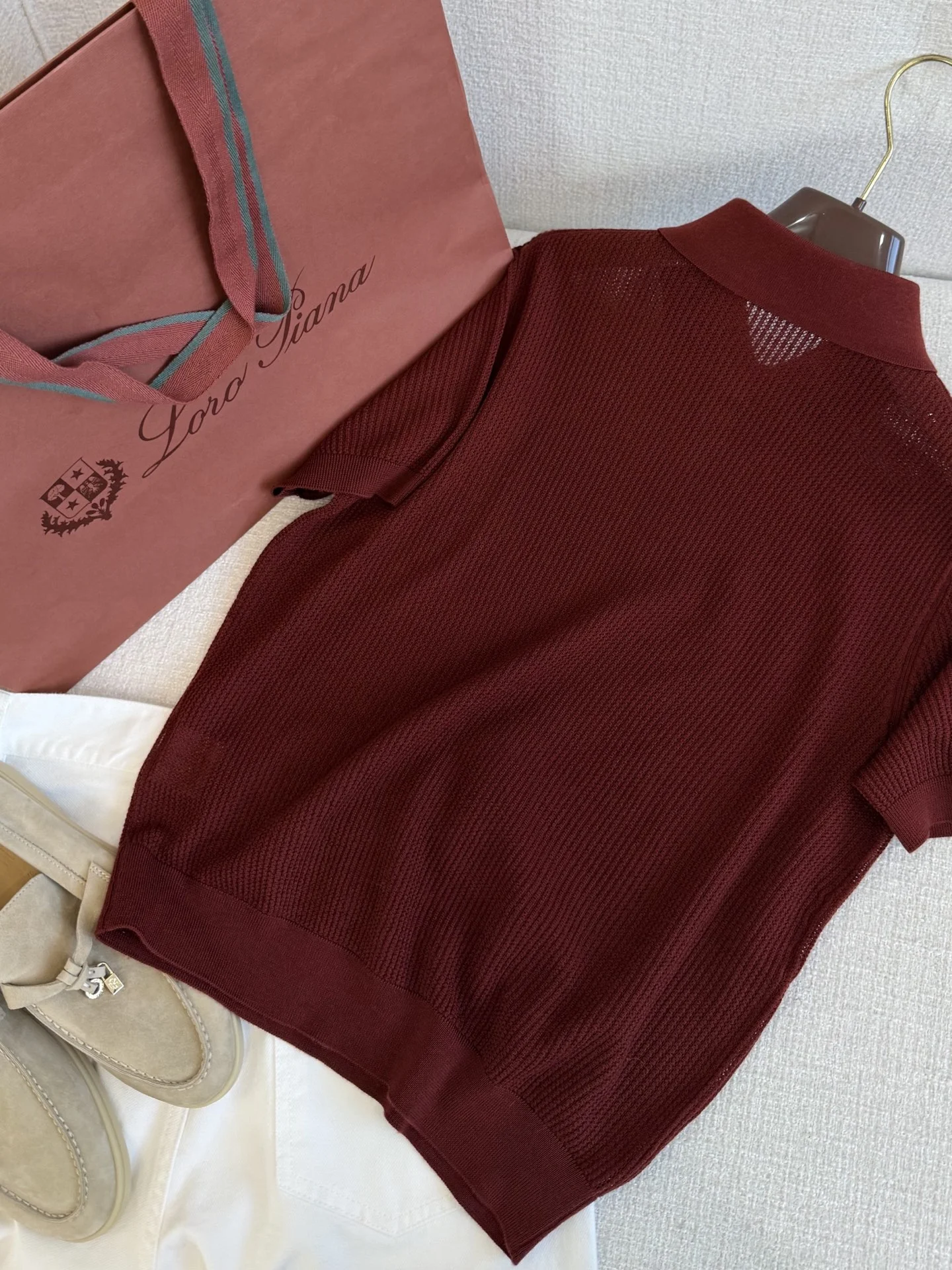 LORO PIANA Polos Maroon-Gold S-L B55202609060276 - Image 8