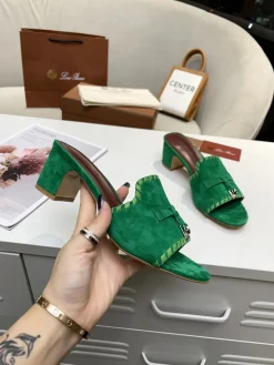 LORO PIANA Slides Cashmere Green-Brown EU35-41 B30202609111284