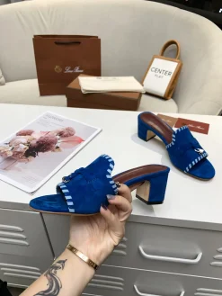 Alternative view of LORO PIANA Slides Cashmere Leather Blue-Light Blue EU35-41 B30202609111283