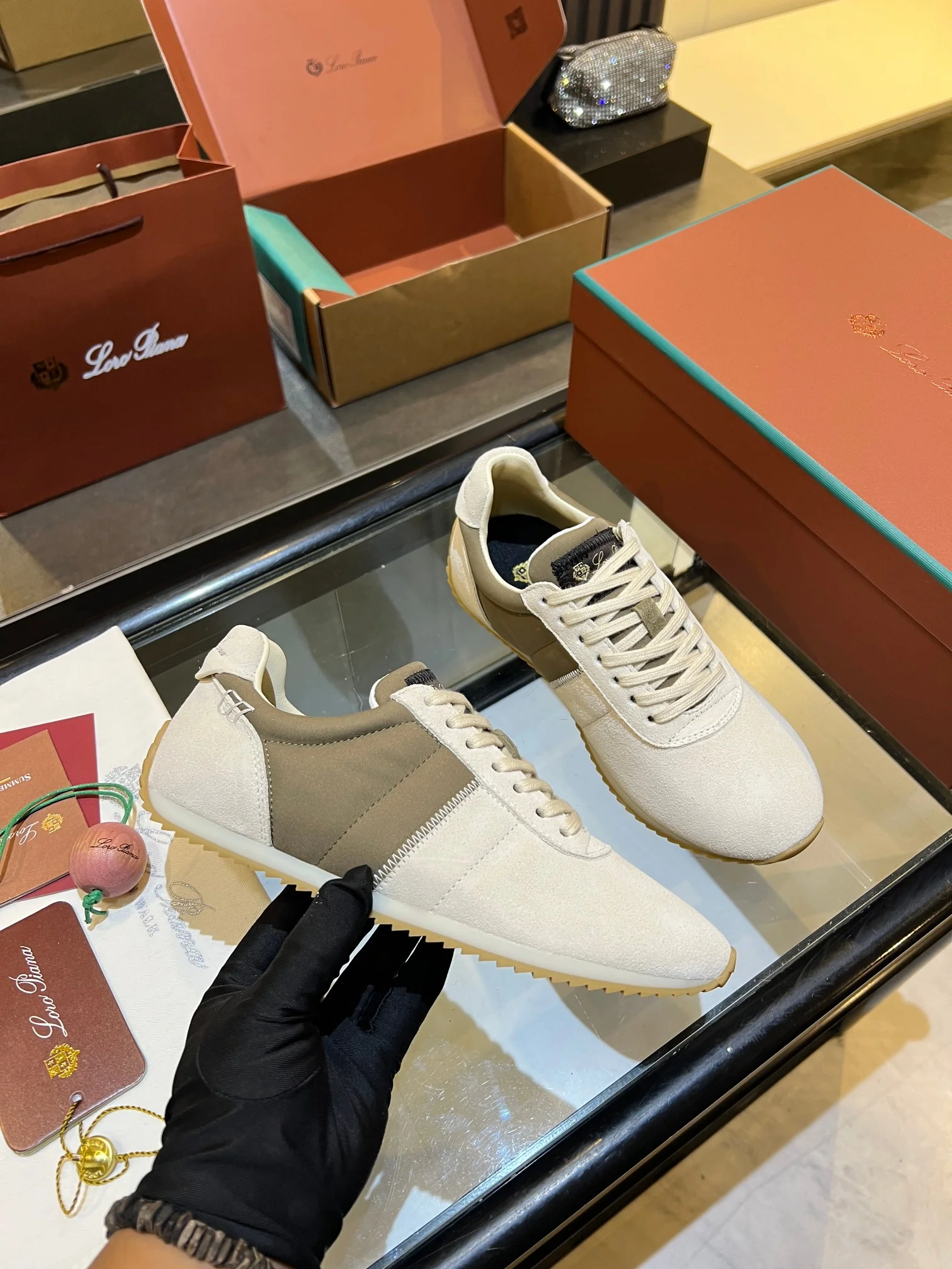 LORO PIANA Sneakers Cream-Brown B40202609111846