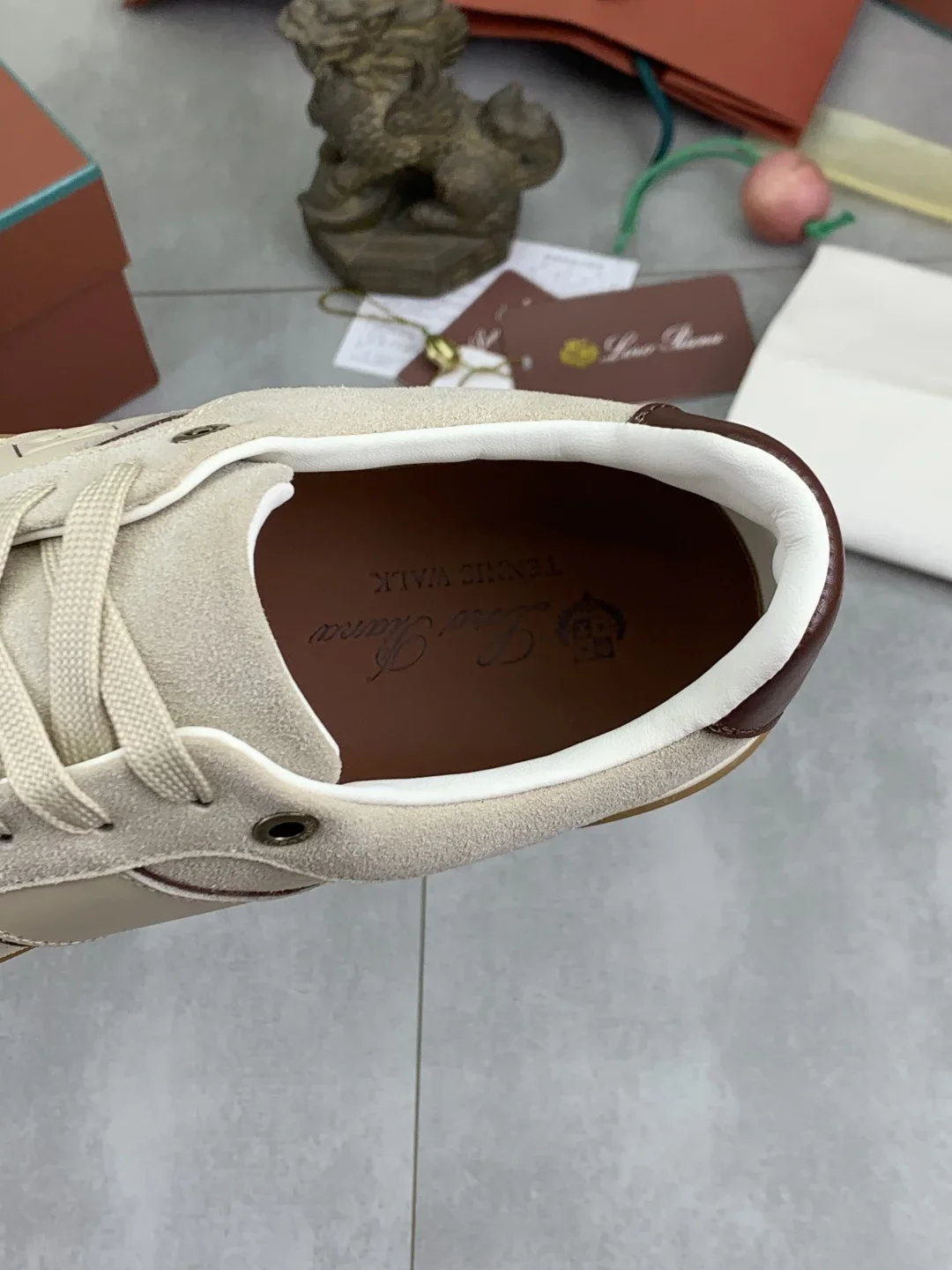 LORO PIANA Sneakers Knit Calfskin Beige-Brown EU38-45 B50202609112015 - Image 11