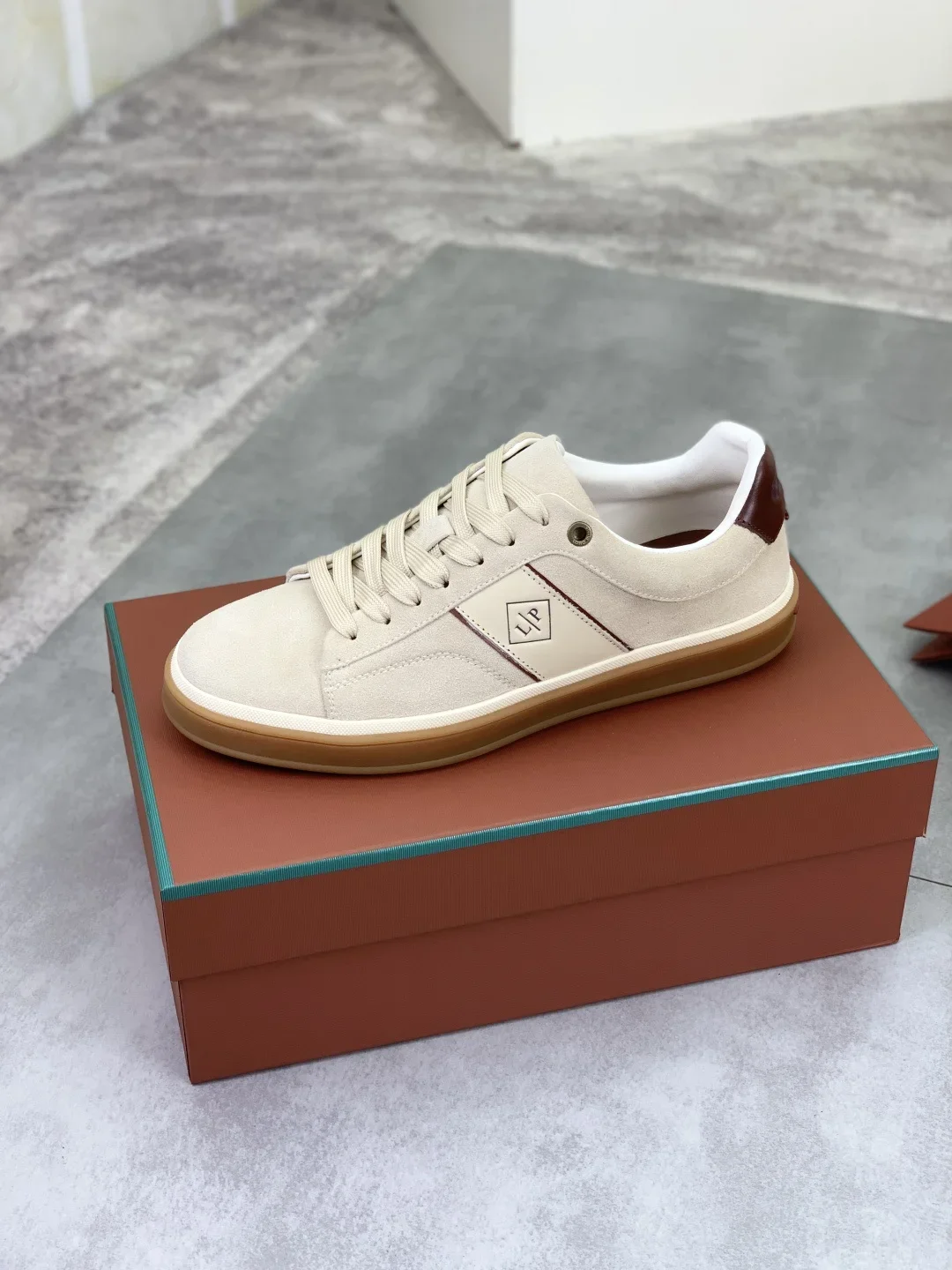 LORO PIANA Sneakers Knit Calfskin Beige-Brown EU38-45 B50202609112015 - Image 8