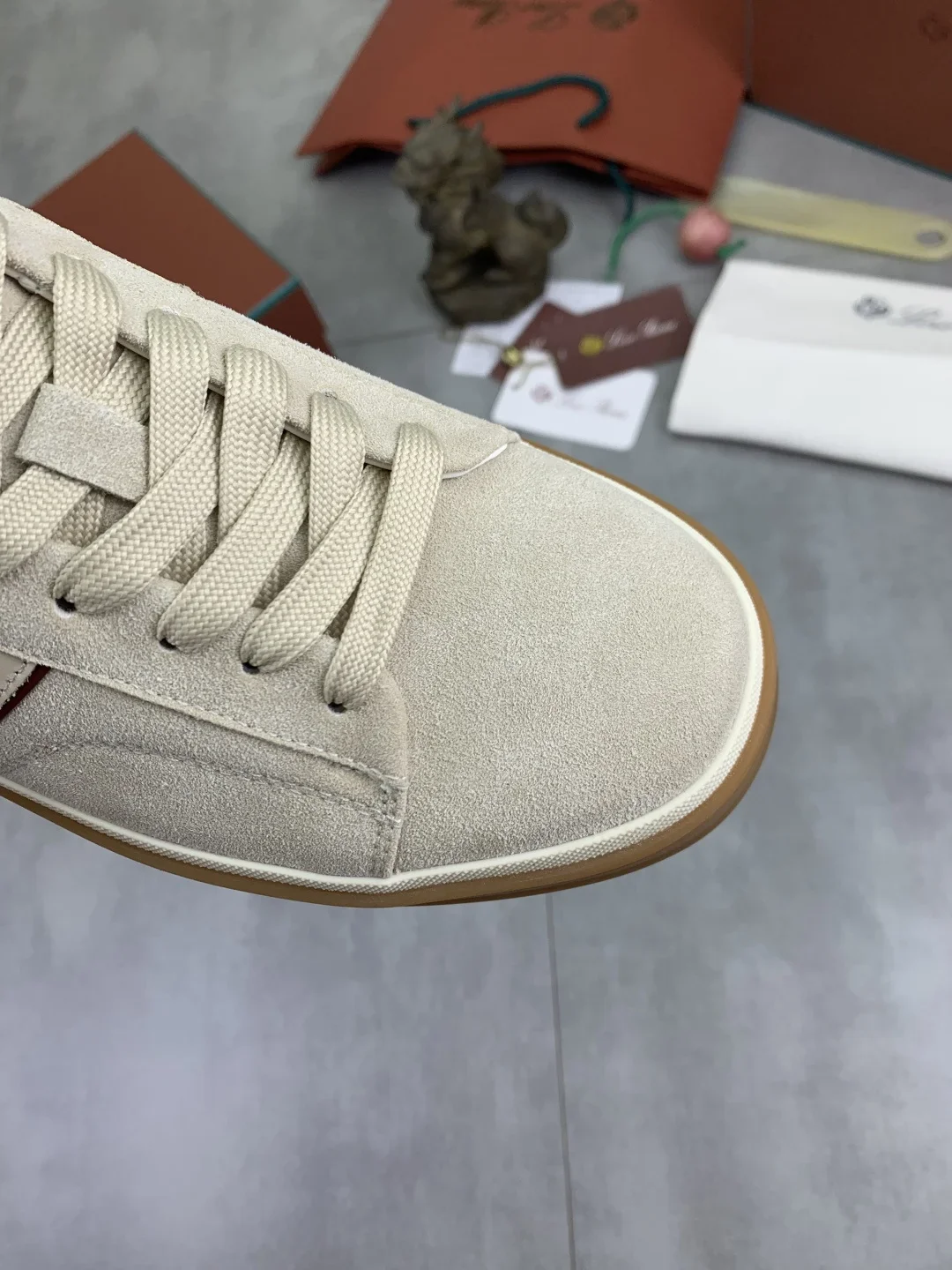 LORO PIANA Sneakers Knit Calfskin Beige-Brown EU38-45 B50202609112015 - Image 9