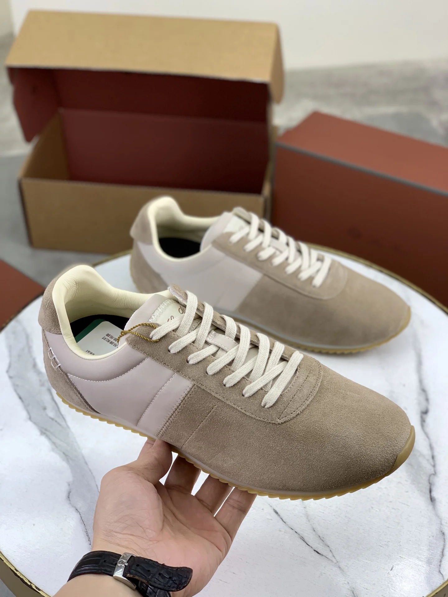 LORO PIANA Sneakers Suede Leather Beige-Cream EU35-44 C00202609111095 - Image 3