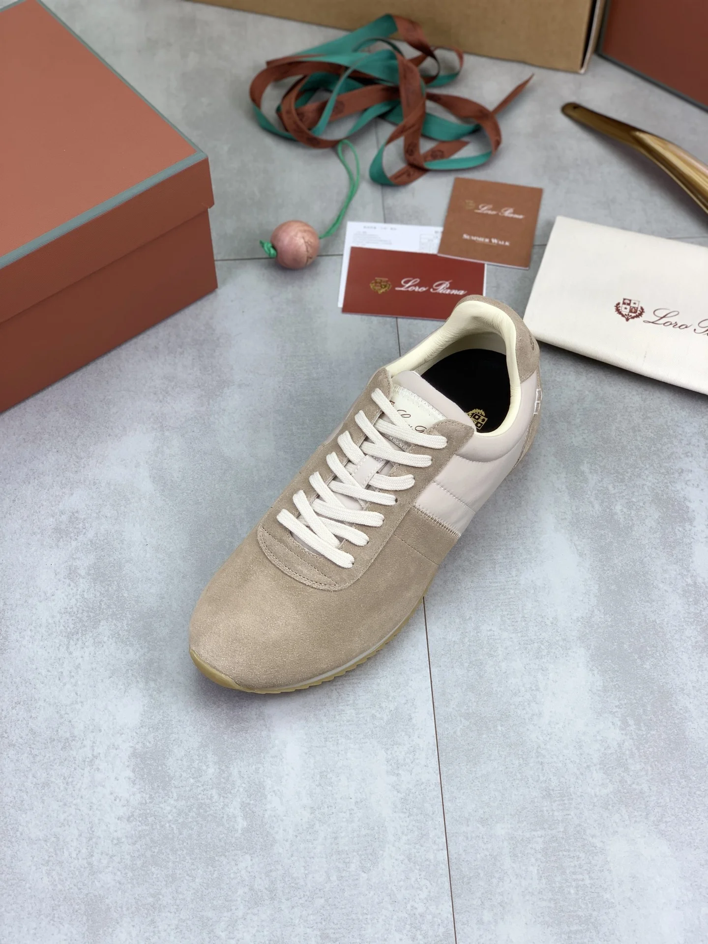 LORO PIANA Sneakers Suede Leather Beige-Cream EU35-44 C00202609111095 - Image 4