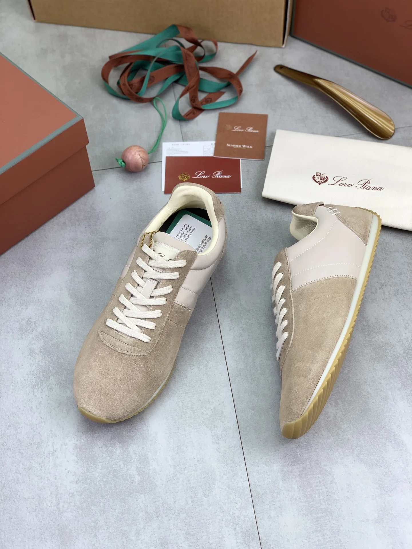 LORO PIANA Sneakers Suede Leather Beige-Cream EU35-44 C00202609111095 - Image 5