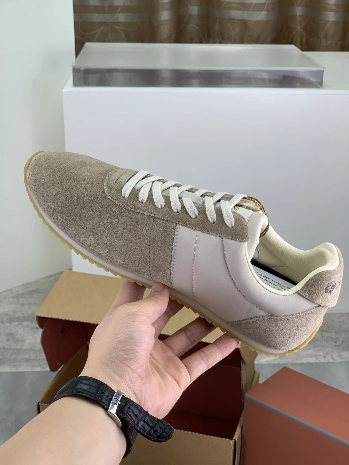 LORO PIANA Sneakers Suede Leather Beige-Cream EU35-44 C00202609111095 - Image 6