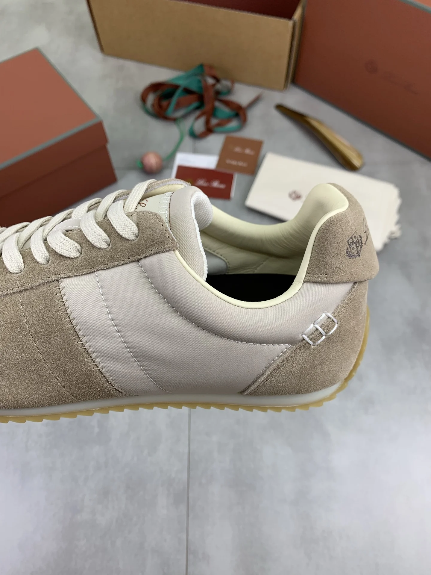 LORO PIANA Sneakers Suede Leather Beige-Cream EU35-44 C00202609111095 - Image 7