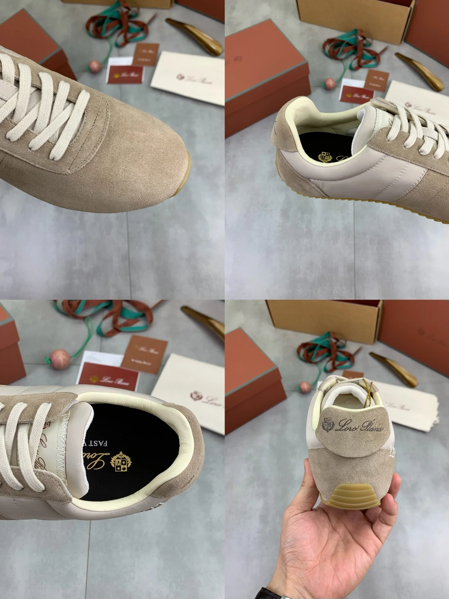 LORO PIANA Sneakers Suede Leather Beige-Cream EU35-44 C00202609111095 - Image 9