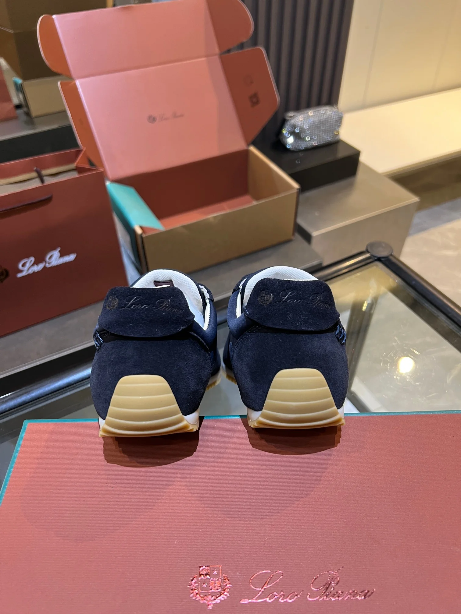 LORO PIANA Sneakers Suede Leather Rubber Navy-Beige EU35-45 B40202609111842 - Image 11