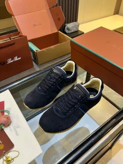 Alternative view of LORO PIANA Sneakers Suede Leather Rubber Navy-Beige EU35-45 B40202609111842