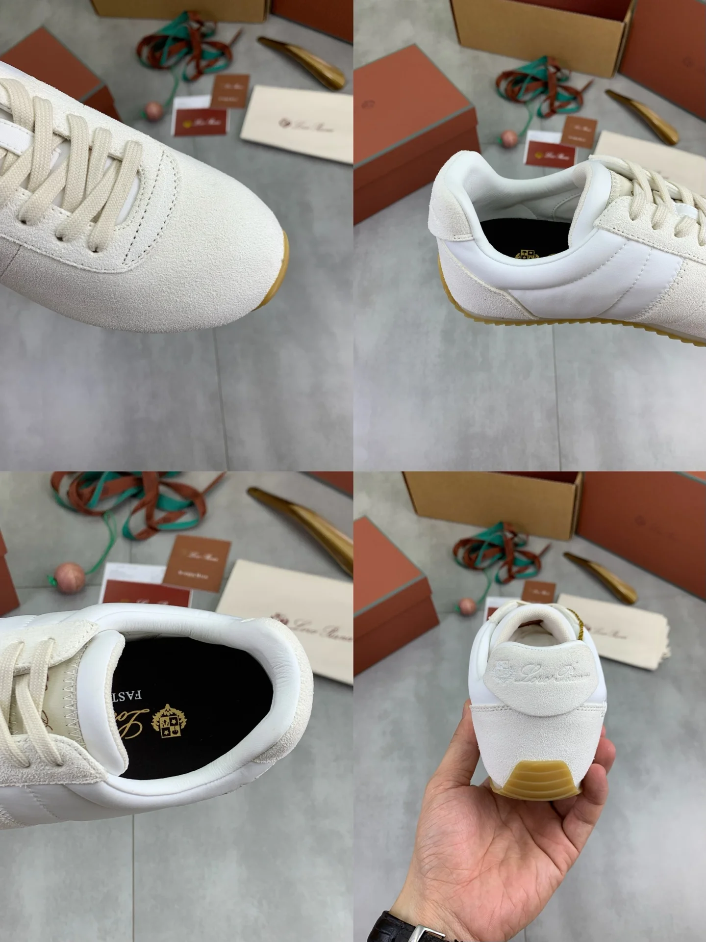 LORO PIANA Sneakers Suede Leather White-Tan EU35-44 C00202609111092 - Image 9