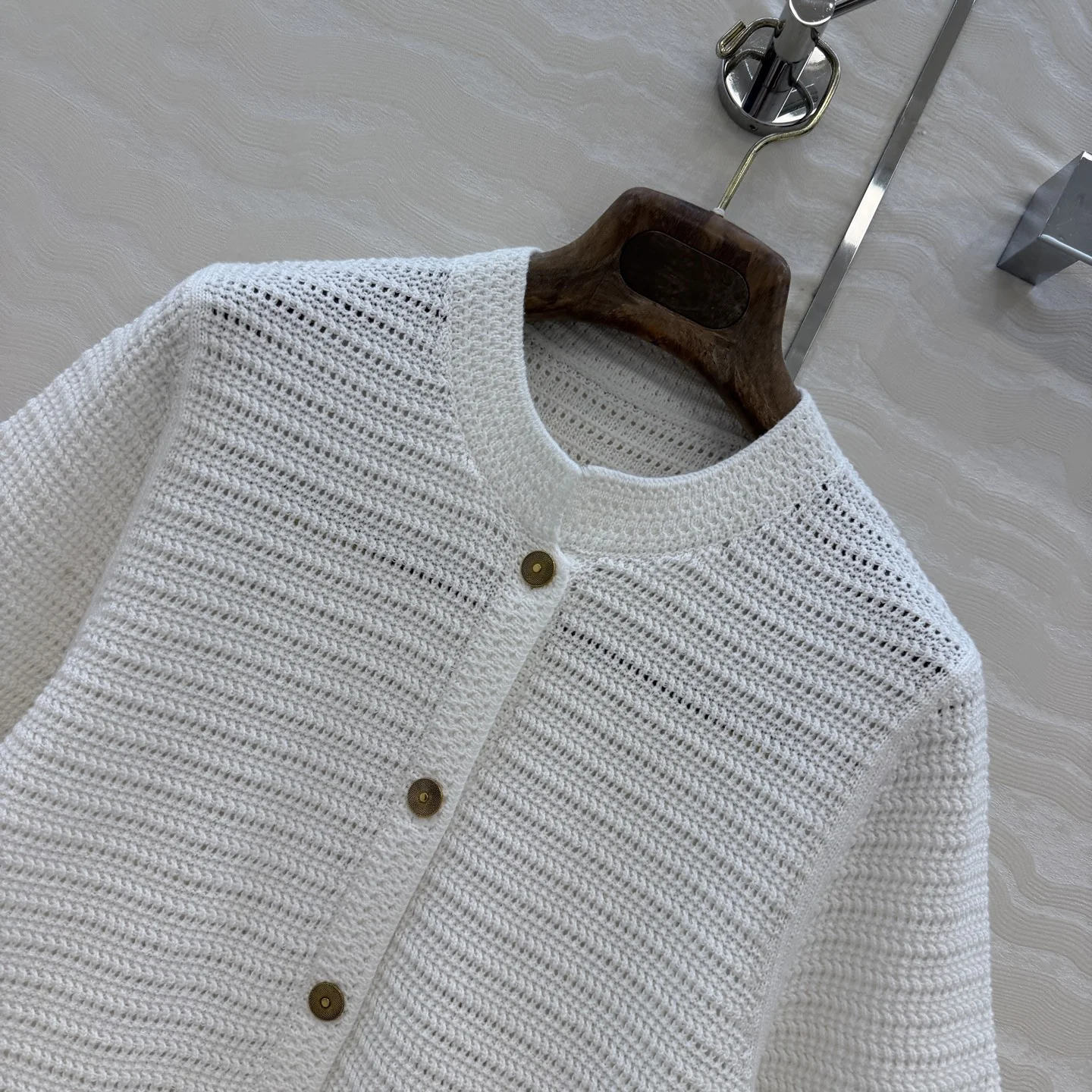 LORO PIANA Sweaters Cotton White-Brown S-L B20202609061273 - Image 4