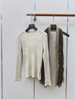 LORO PIANA Sweaters Cream-Brown S-L B15202609060540
