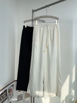 LORO PIANA Trousers Linen Lyocell Black-White S-XL B45202609063547