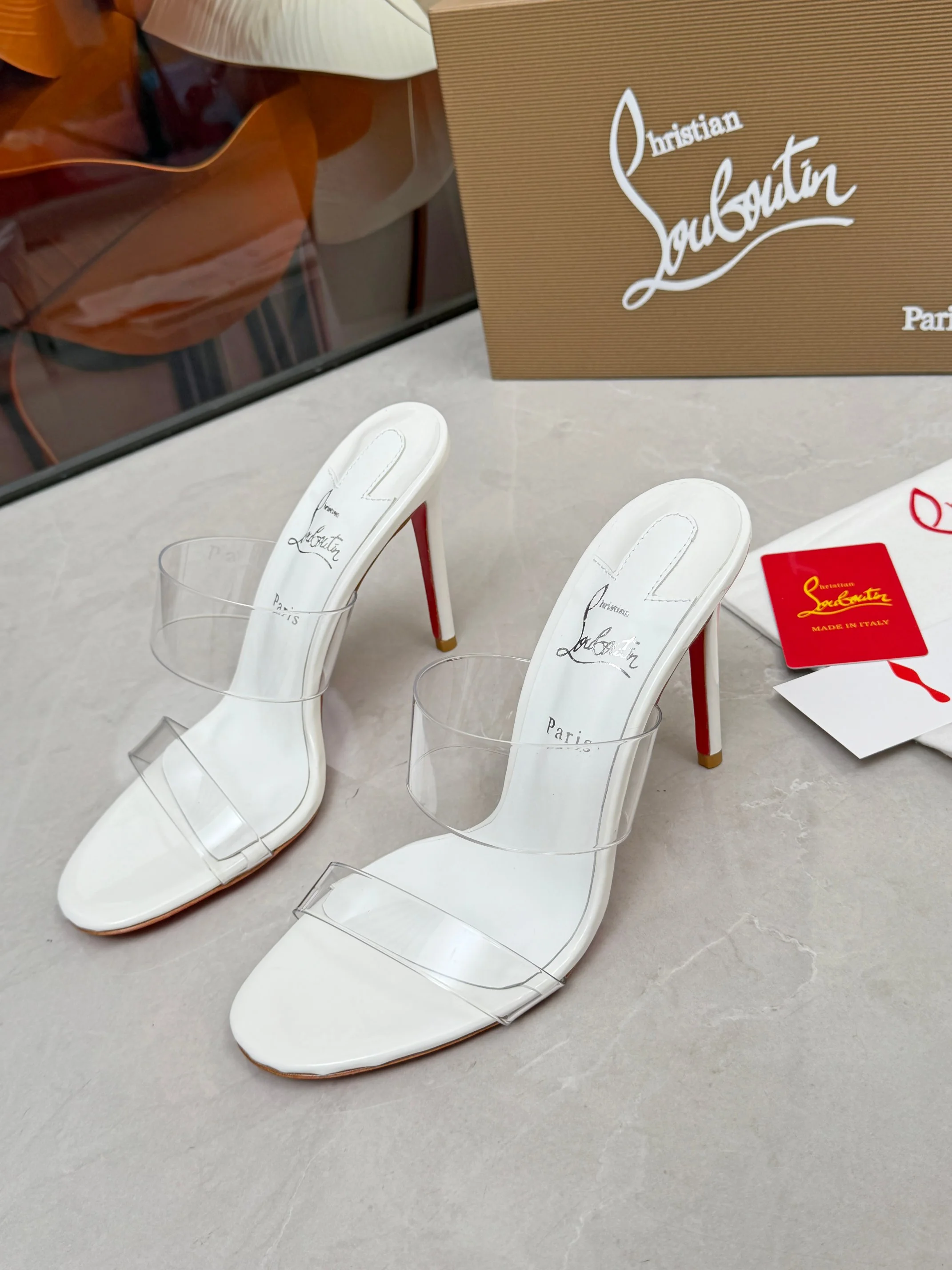 LOUBOUTIN Heels Leather White-Clear EU35-39 B60202609110018 - Image 7