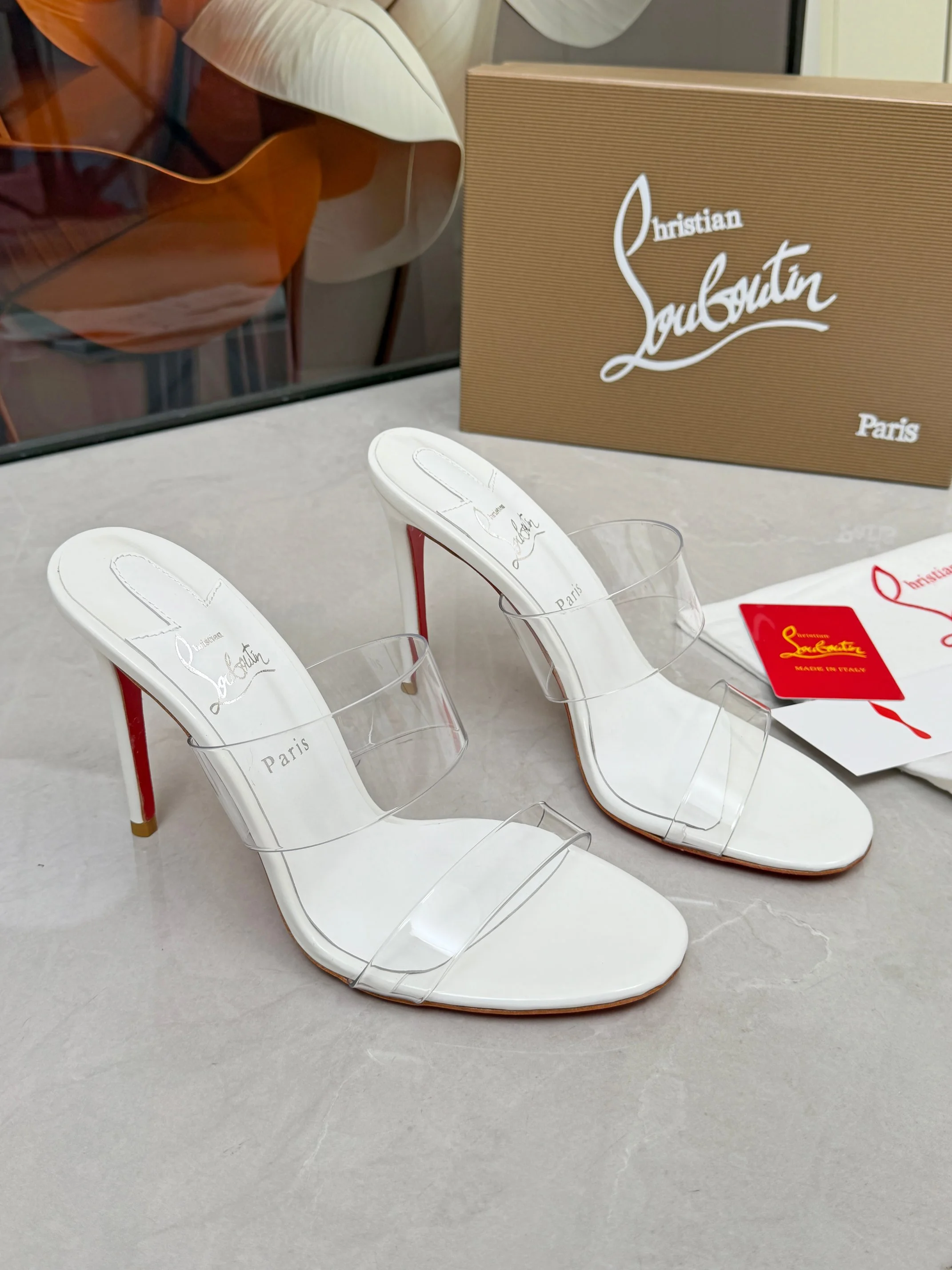 LOUBOUTIN Heels Leather White-Clear EU35-39 B60202609110018 - Image 8