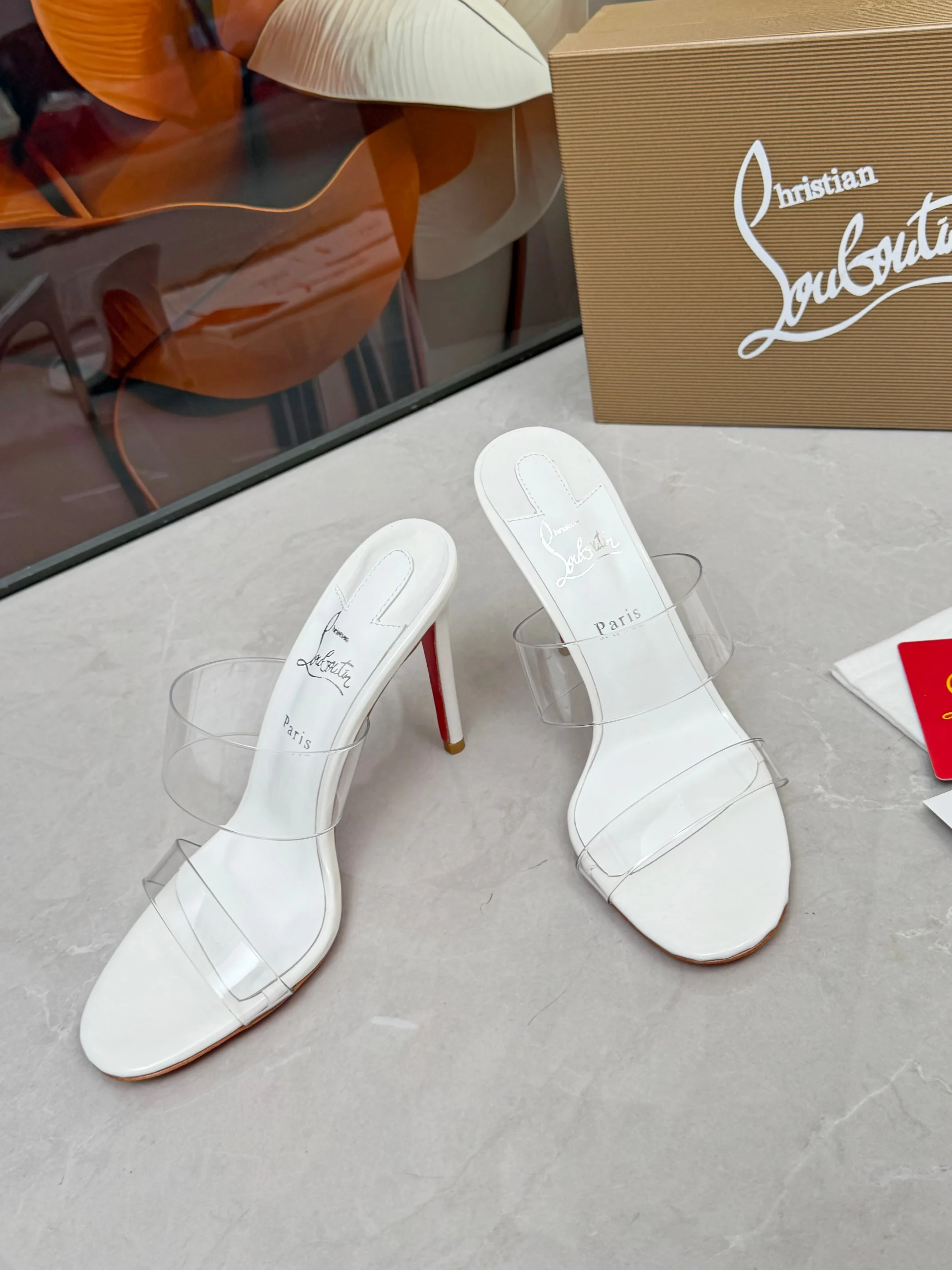 LOUBOUTIN Heels Leather White-Clear EU35-39 B60202609110018 - Image 9
