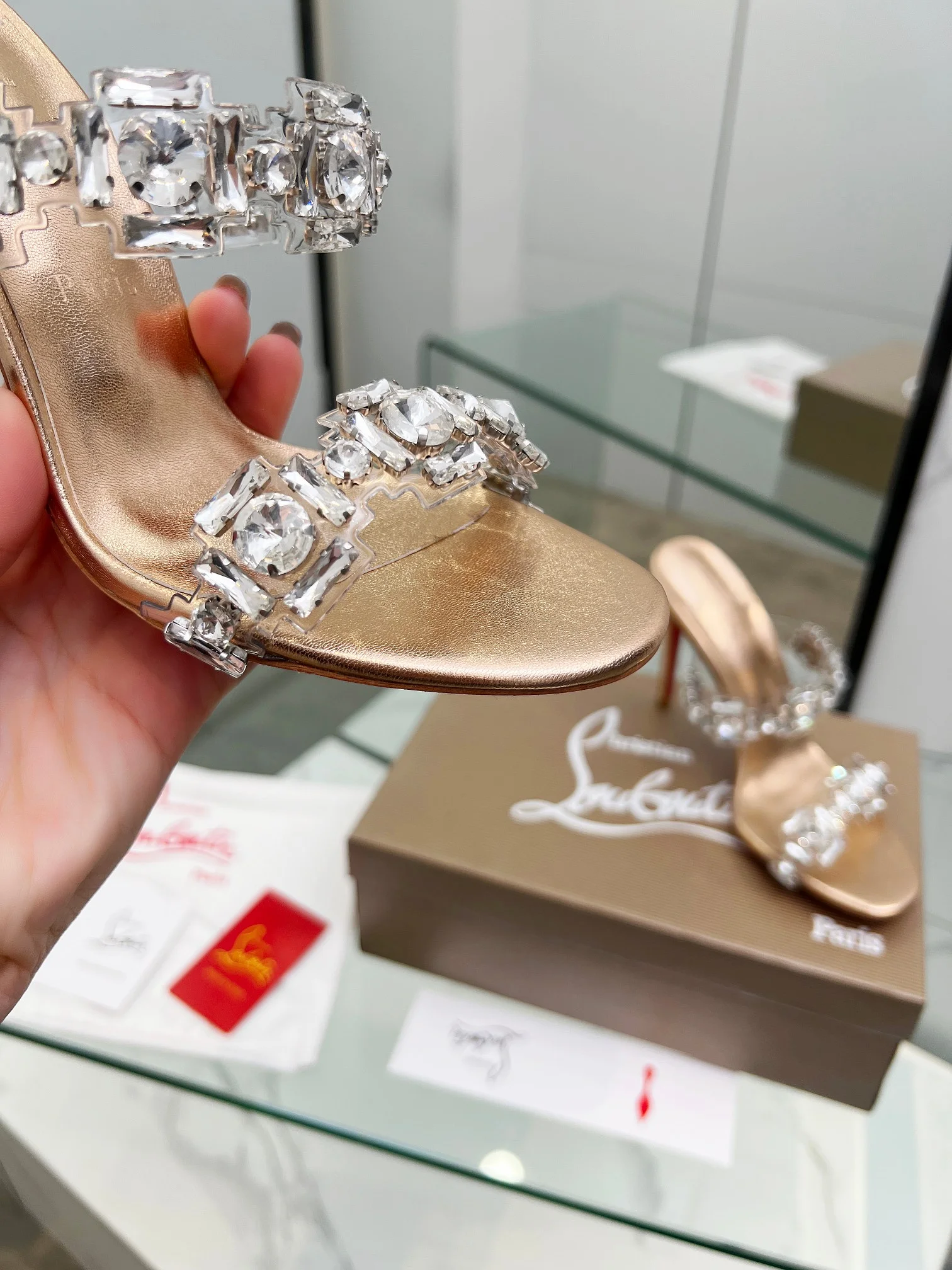 LOUBOUTIN Mules Crystal PVC Gold-Clear EU35-39 B80202609110014 - Image 5