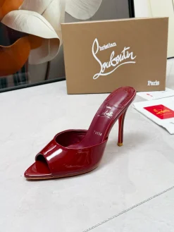 LOUBOUTIN Mules Patent Leather Red-Gold EU35-39 B60202609110676
