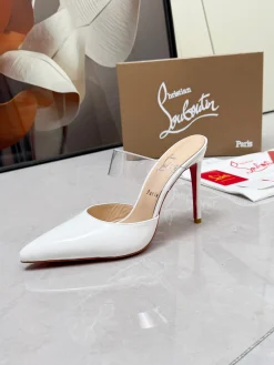 LOUBOUTIN Mules Patent Leather White-Red EU35-39 B80202609110681