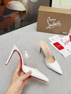 Alternative view of LOUBOUTIN Mules Patent Leather White-Red EU35-39 B80202609110681