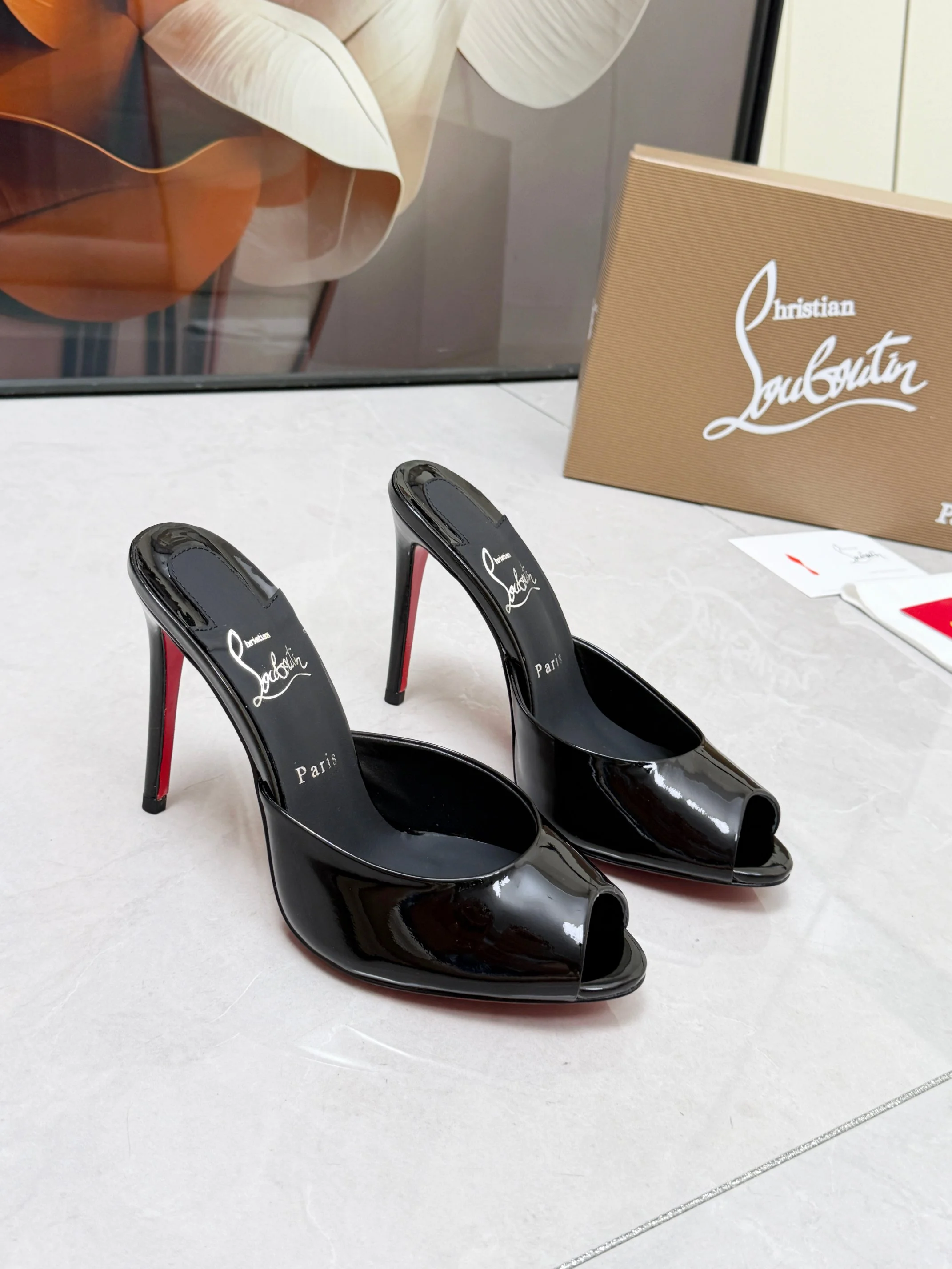 LOUBOUTIN Pumps Patent Leather Black-Red EU35-39 B60202609110675 - Image 10