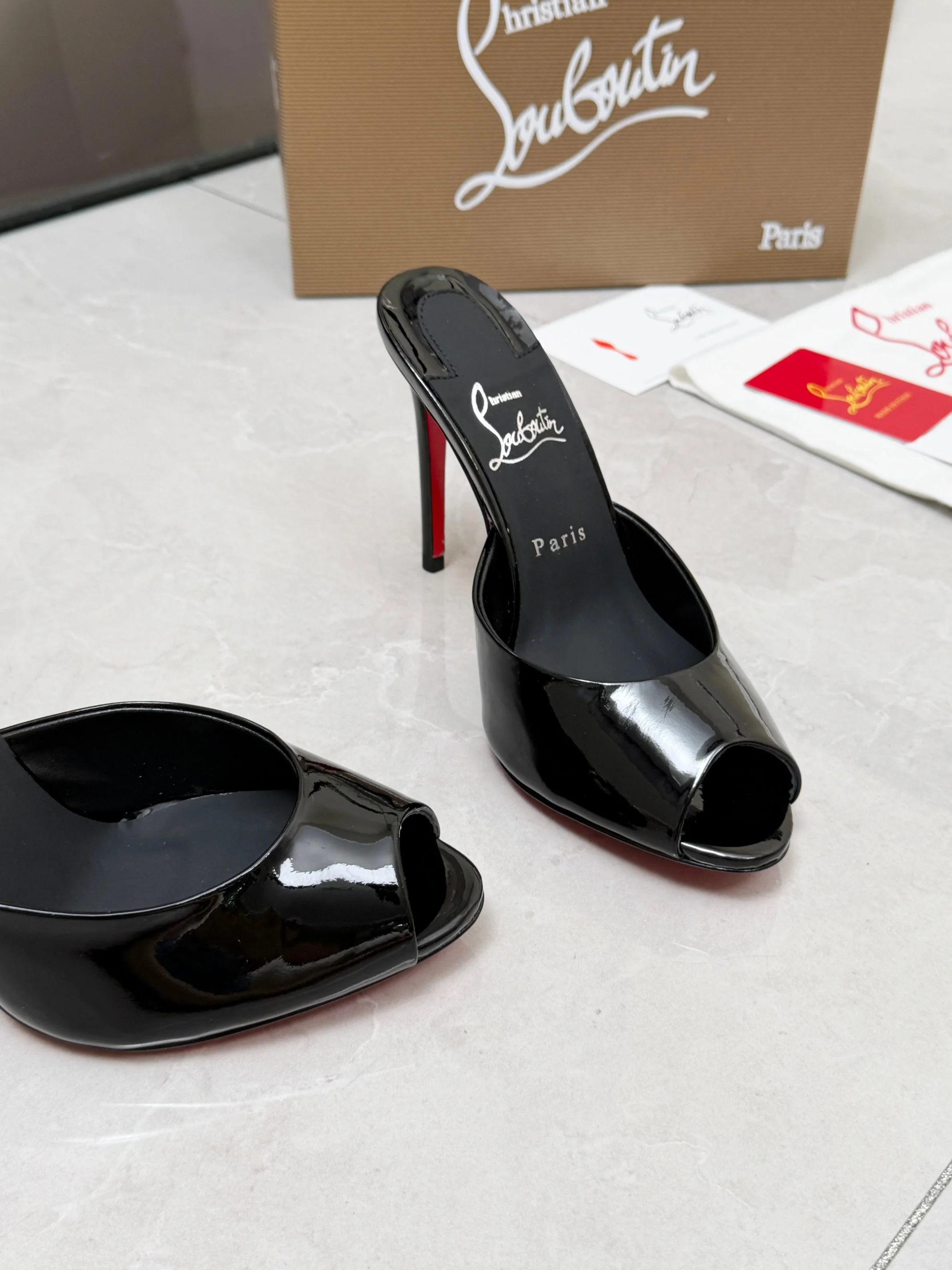 LOUBOUTIN Pumps Patent Leather Black-Red EU35-39 B60202609110675 - Image 6