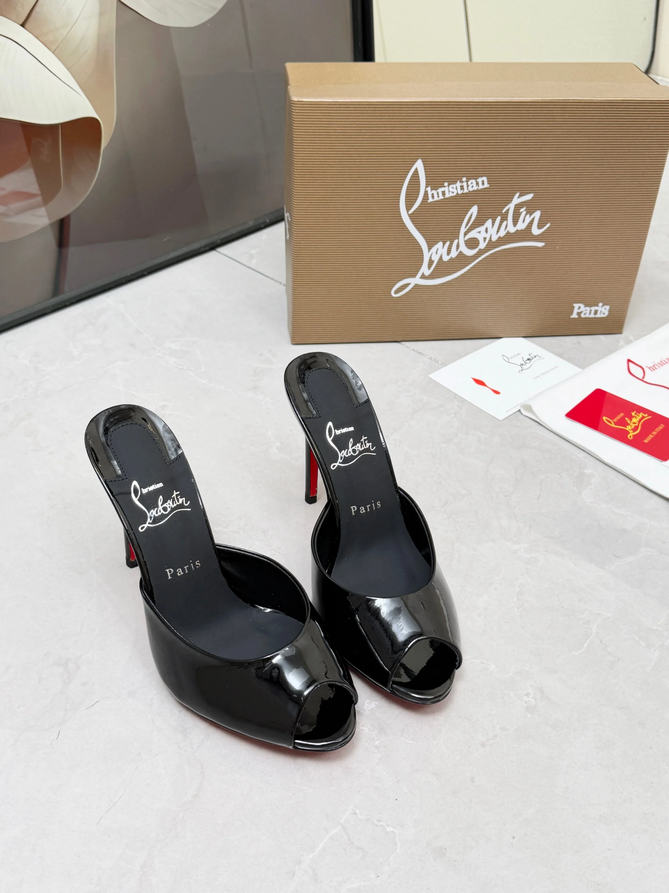 LOUBOUTIN Pumps Patent Leather Black-Red EU35-39 B60202609110675 - Image 7
