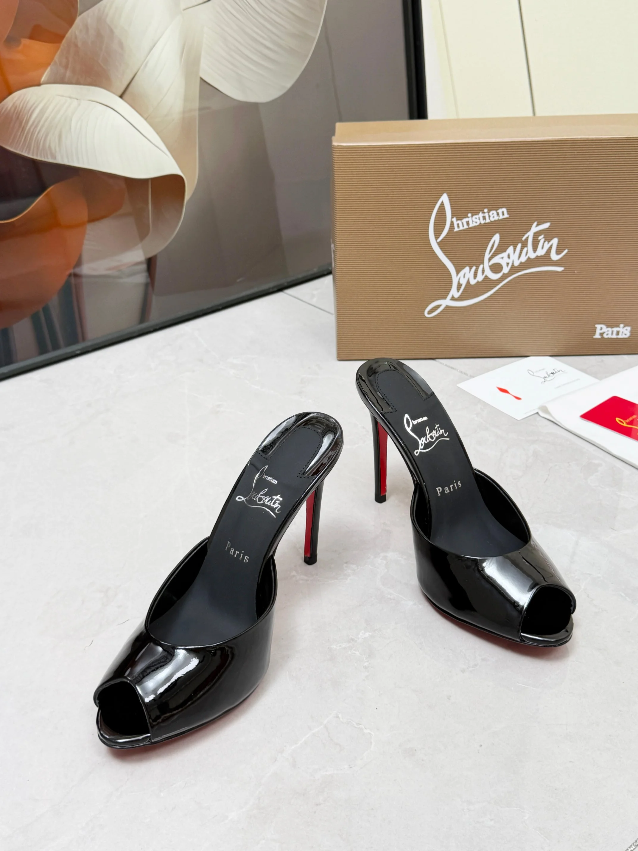 LOUBOUTIN Pumps Patent Leather Black-Red EU35-39 B60202609110675 - Image 8