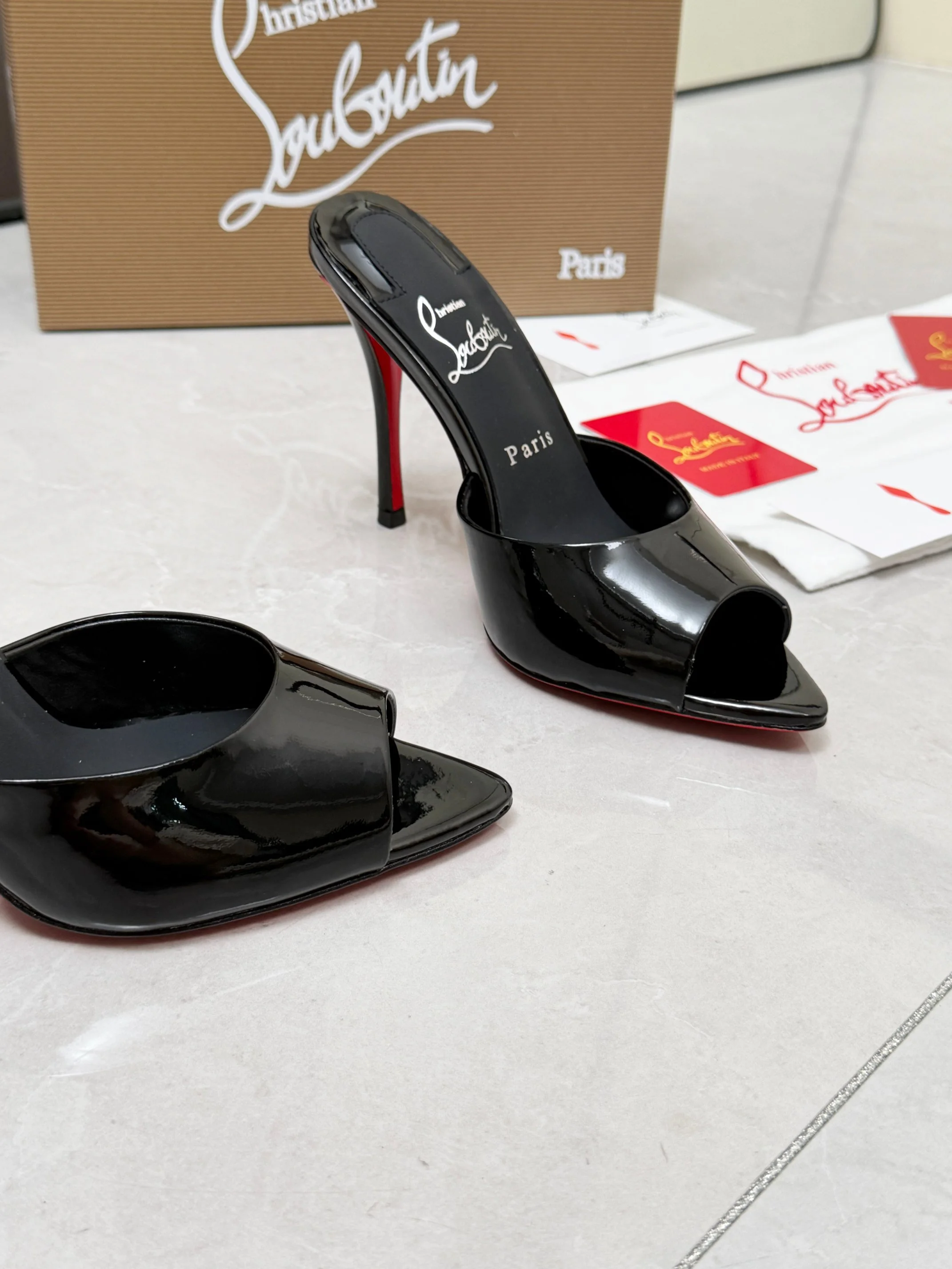 LOUBOUTIN Pumps Patent Leather Black-Red EU35-39 B60202609110679 - Image 6