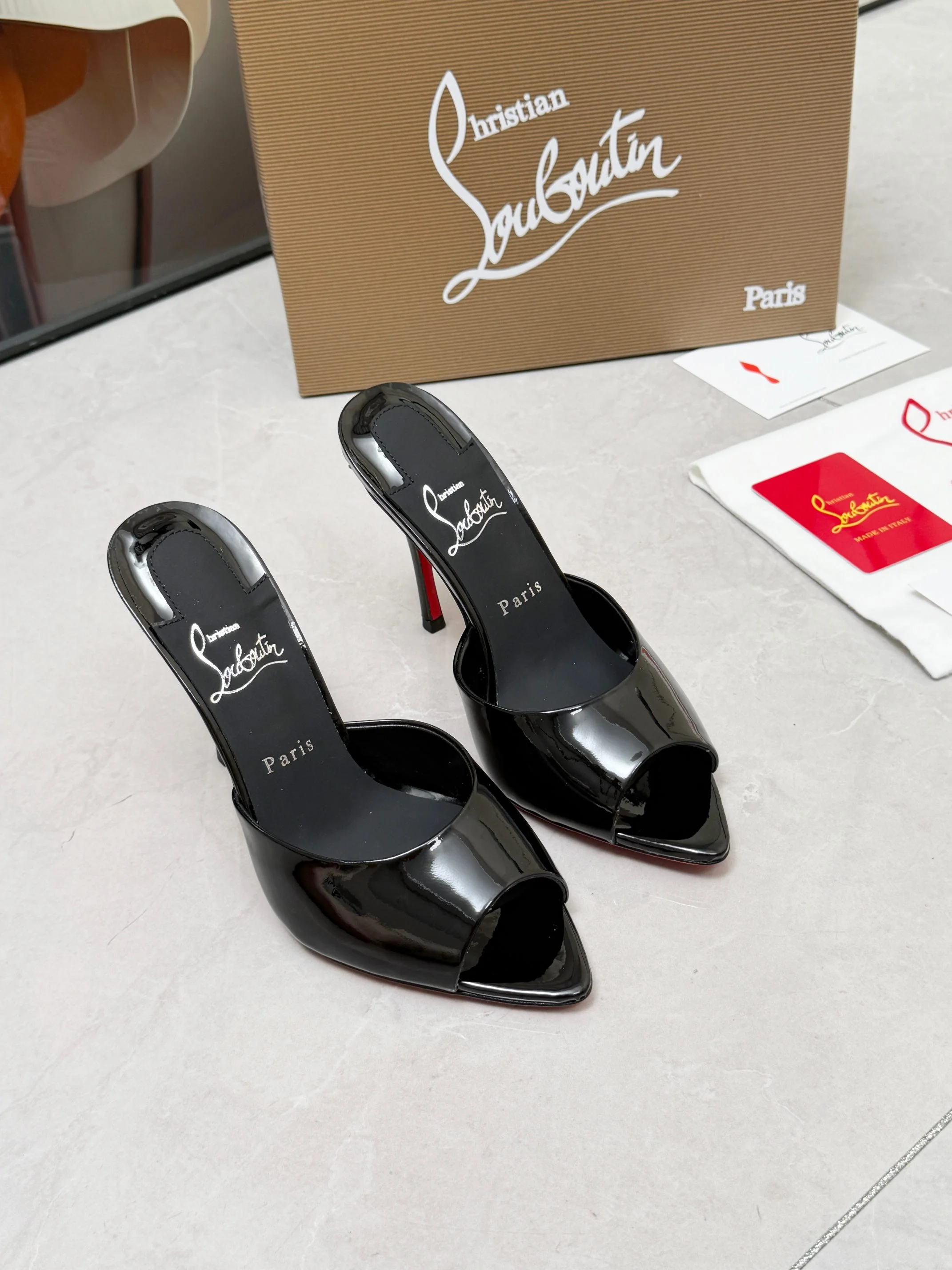 LOUBOUTIN Pumps Patent Leather Black-Red EU35-39 B60202609110679 - Image 8