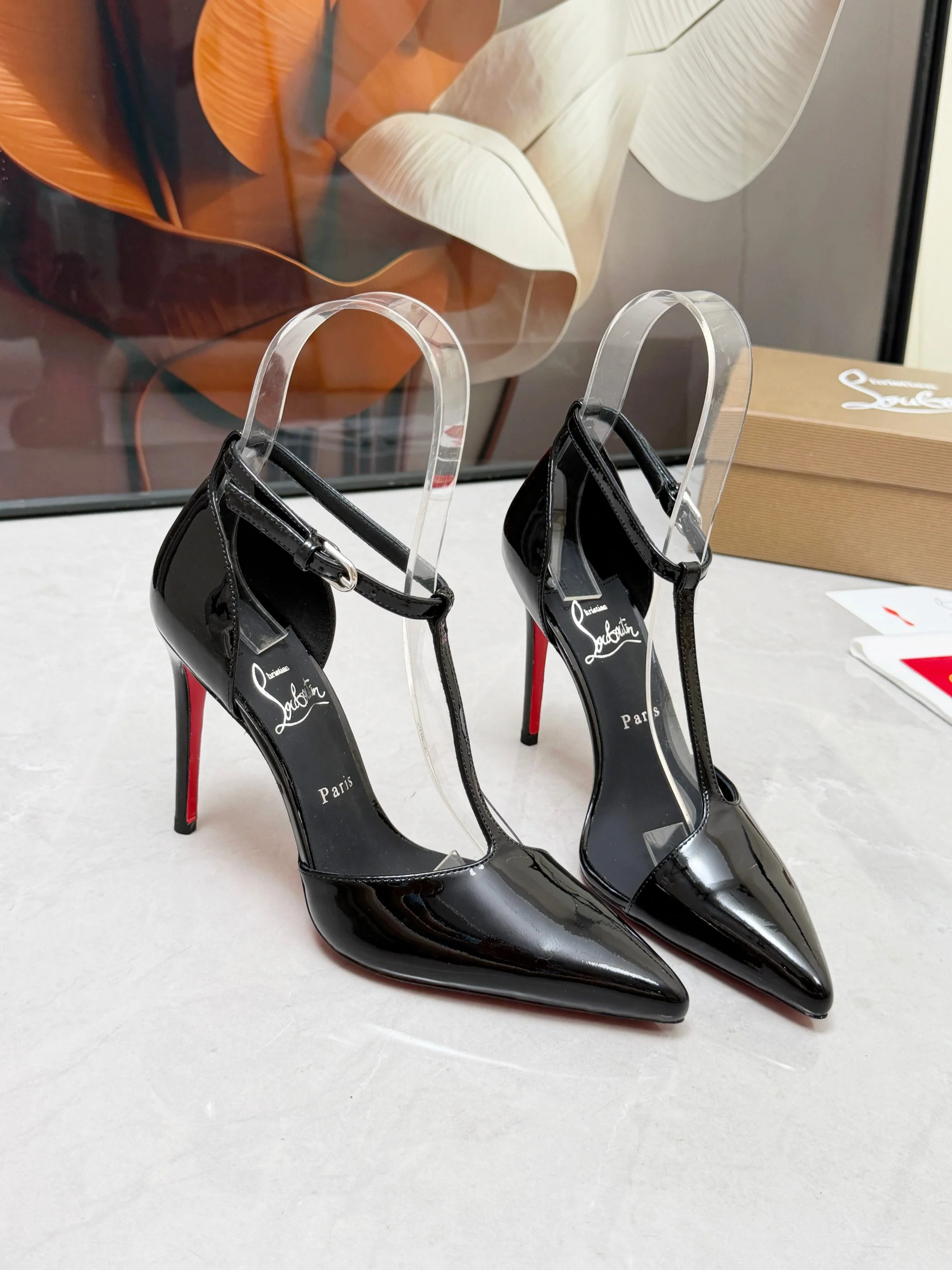 LOUBOUTIN Pumps Patent Leather Black-Red EU35-39 B80202609110687 - Image 7