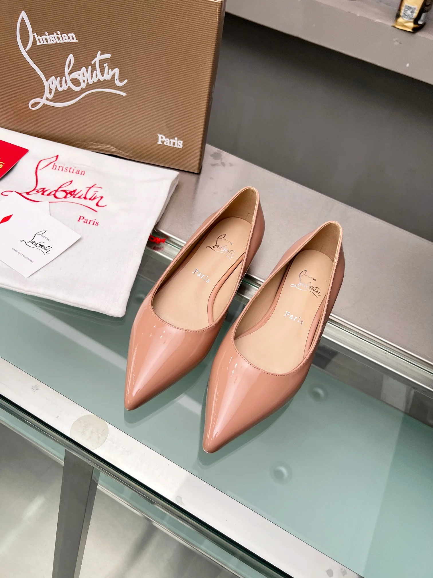 LOUBOUTIN Pumps Patent Leather Pink-Beige EU35-39 B60202609110033 - Image 8