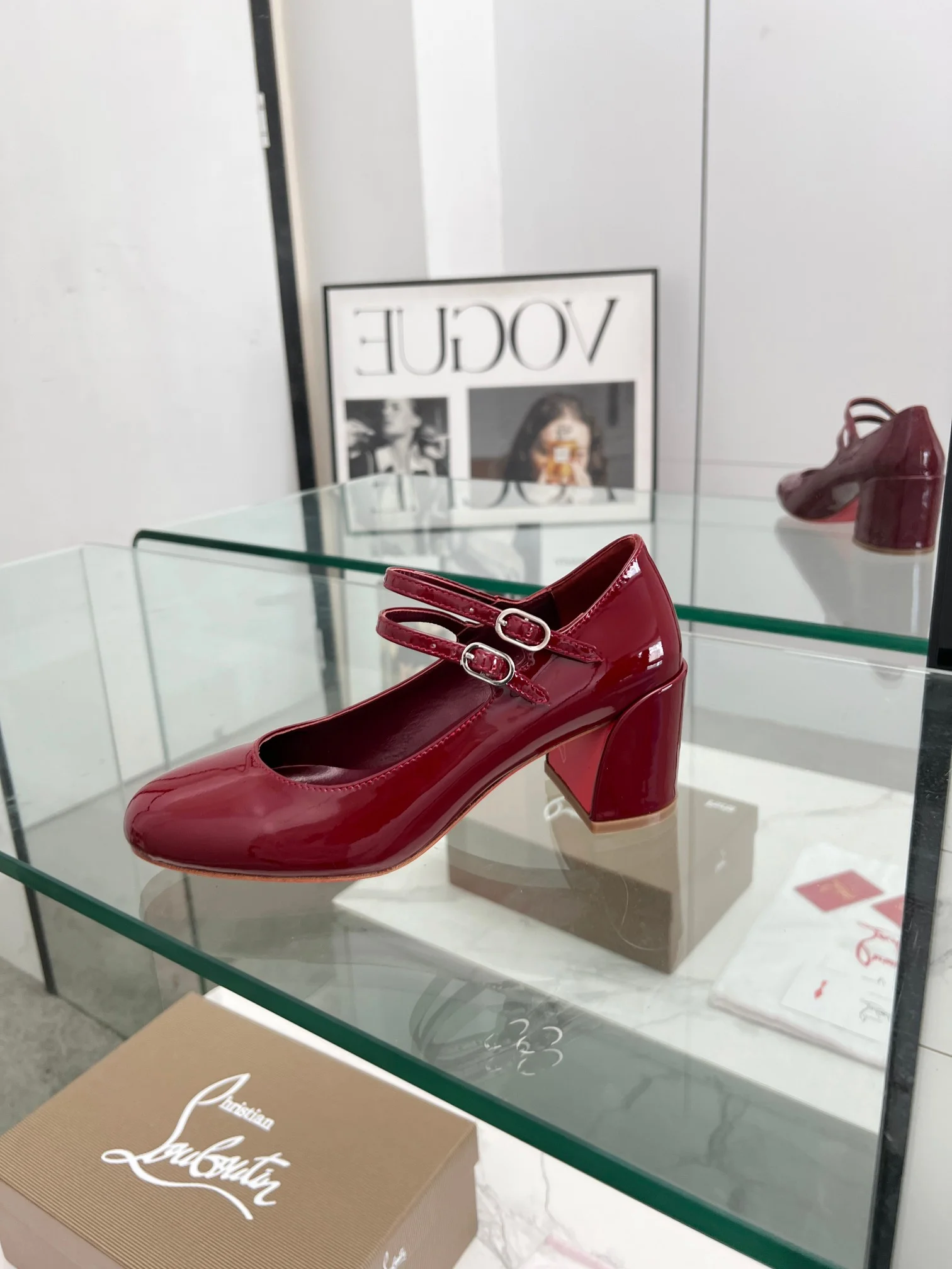 LOUBOUTIN Pumps Patent Leather Red-Gold EU35-39 B80202609110012
