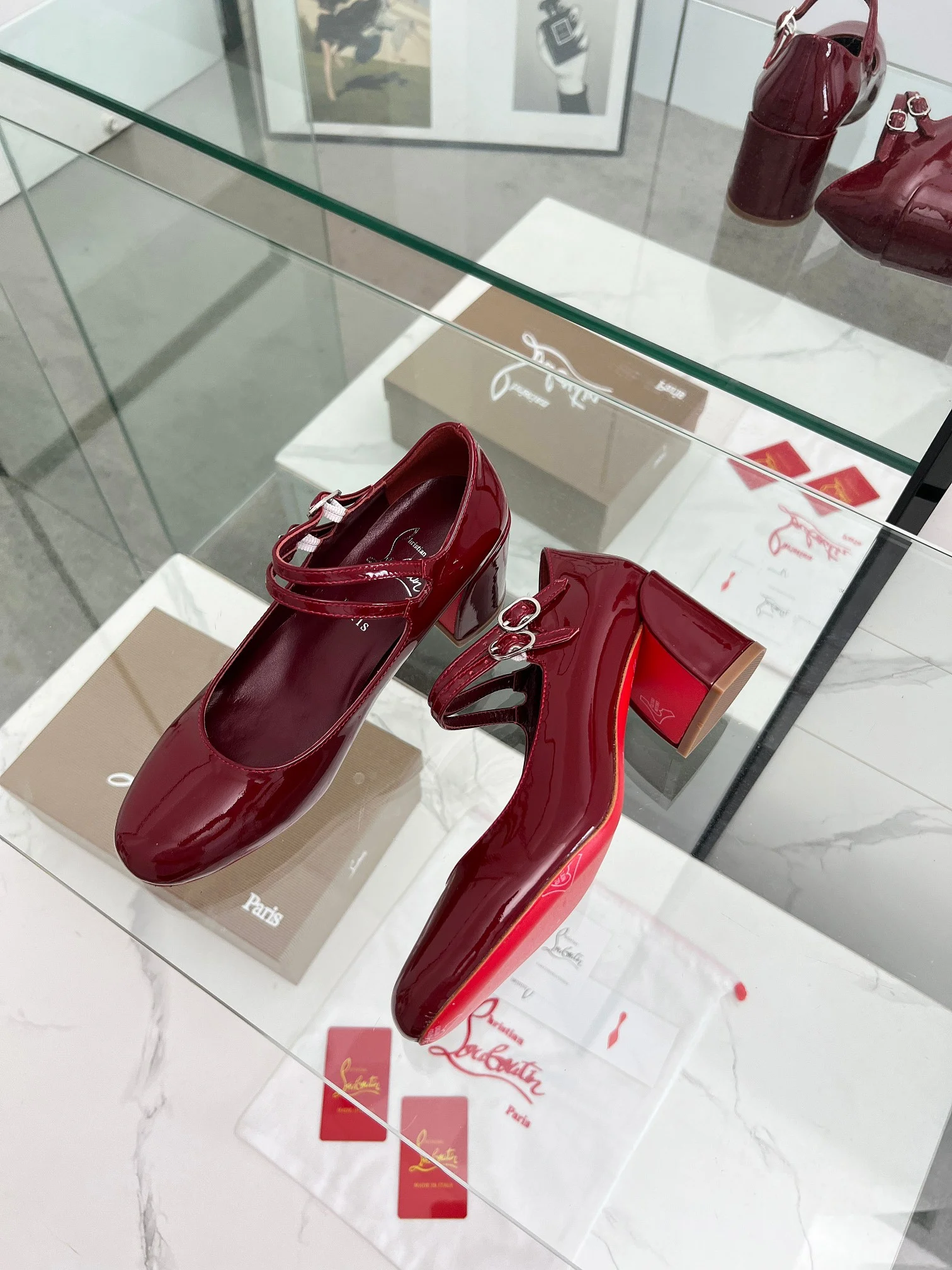LOUBOUTIN Pumps Patent Leather Red-Gold EU35-39 B80202609110012 - Image 11