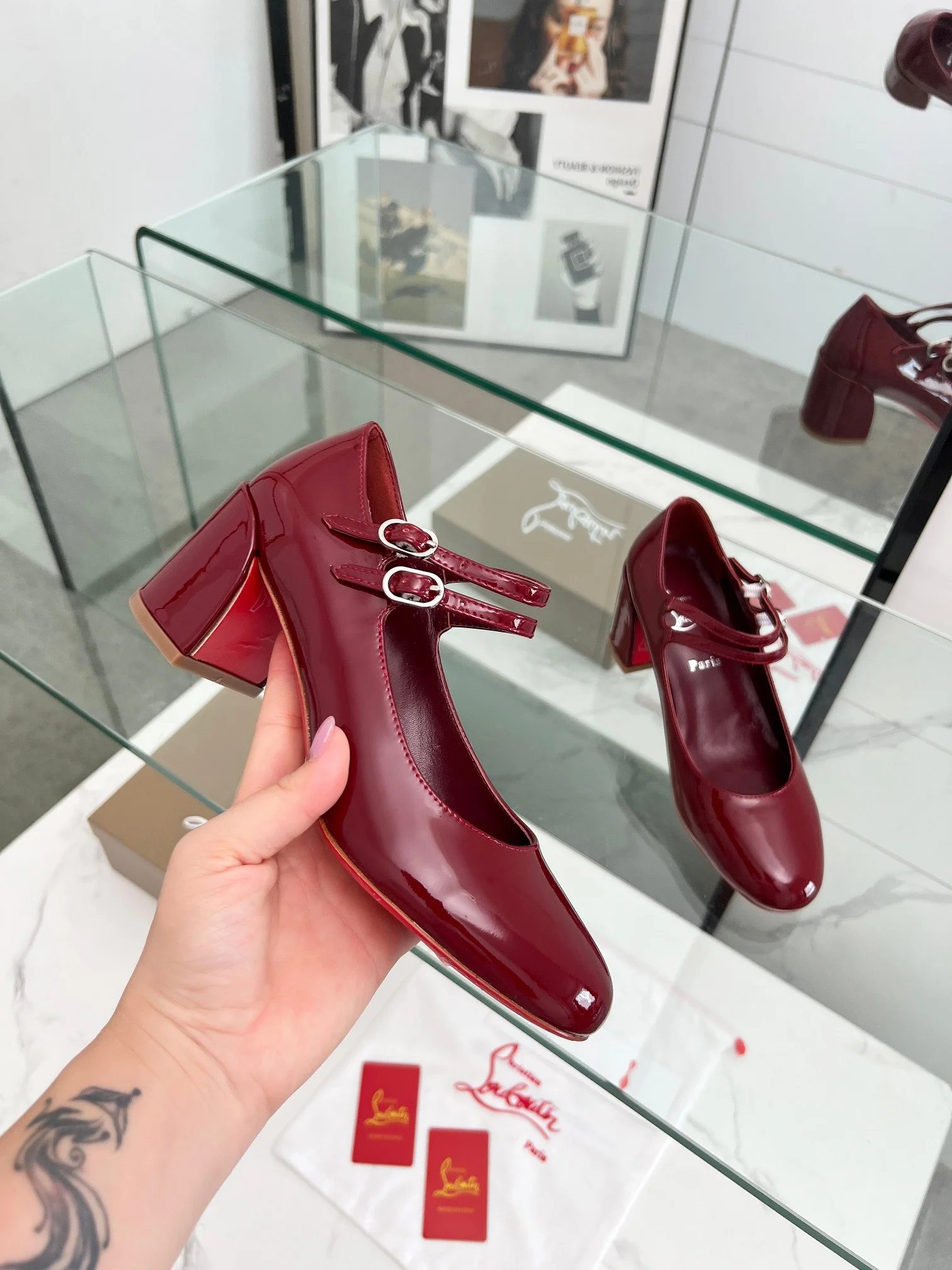 LOUBOUTIN Pumps Patent Leather Red-Gold EU35-39 B80202609110012 - Image 4