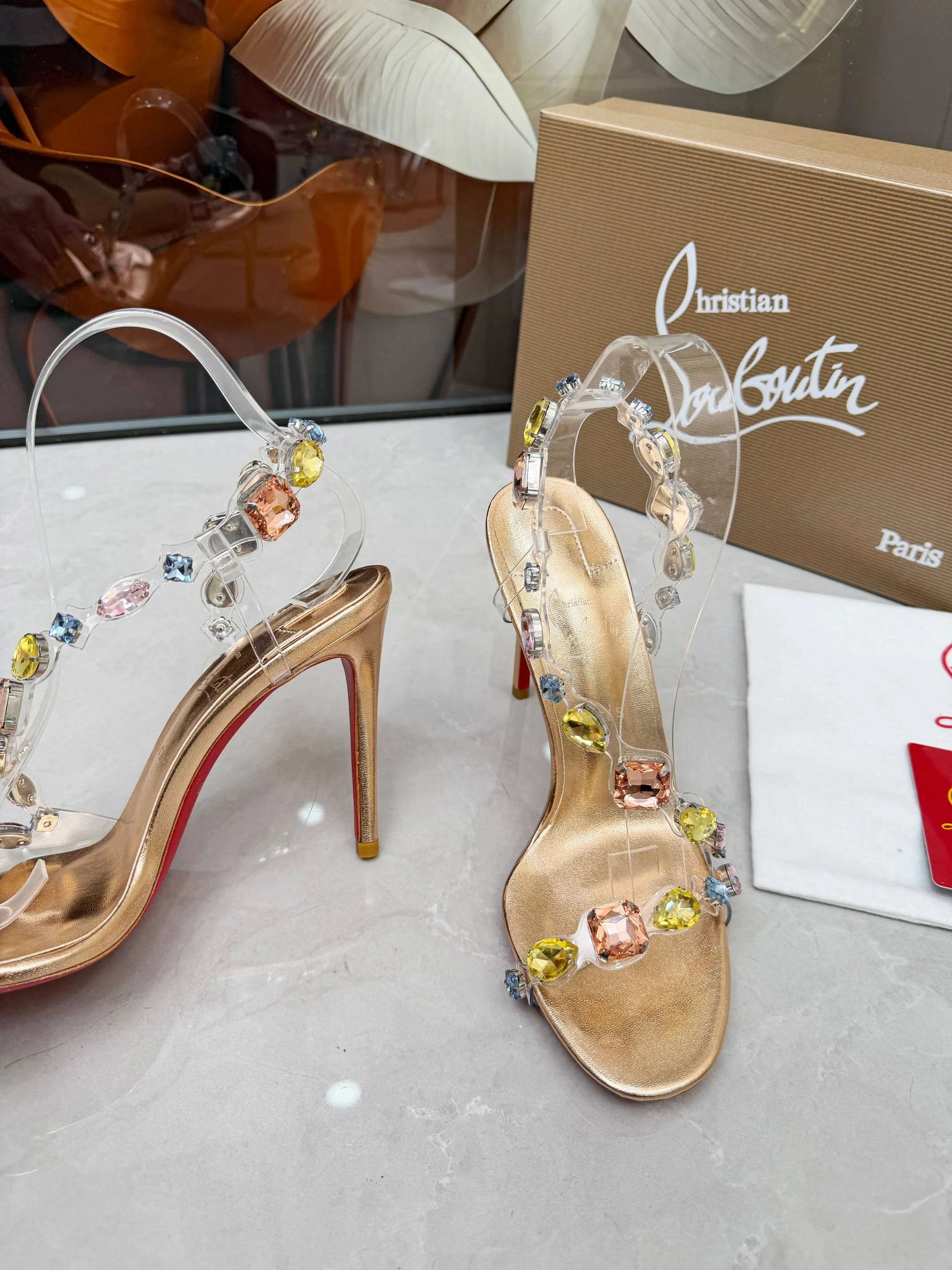 LOUBOUTIN Sandals Crystal PVC Gold-Clear EU35-39 B80202609110015 - Image 4