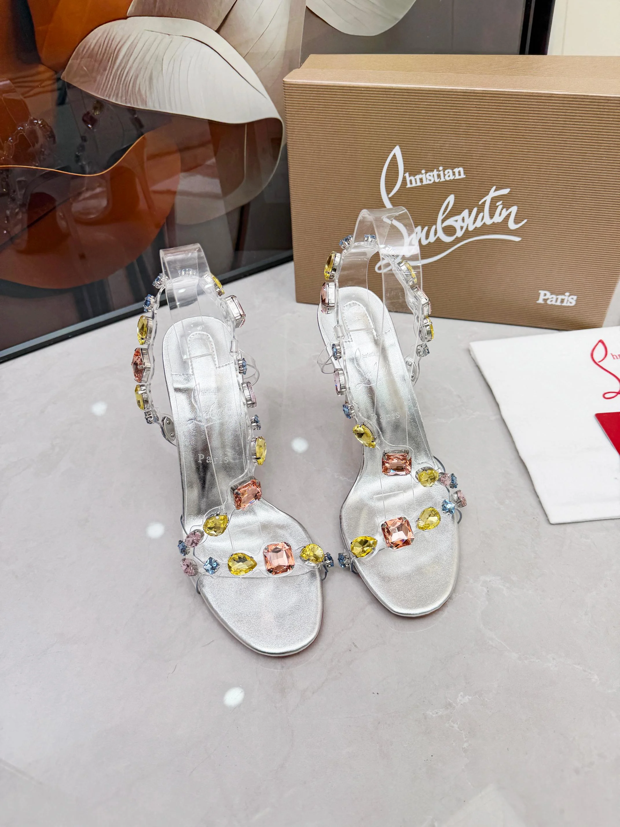 LOUBOUTIN Sandals Crystal PVC Silver-Clear EU35-39 B80202609110016 - Image 10