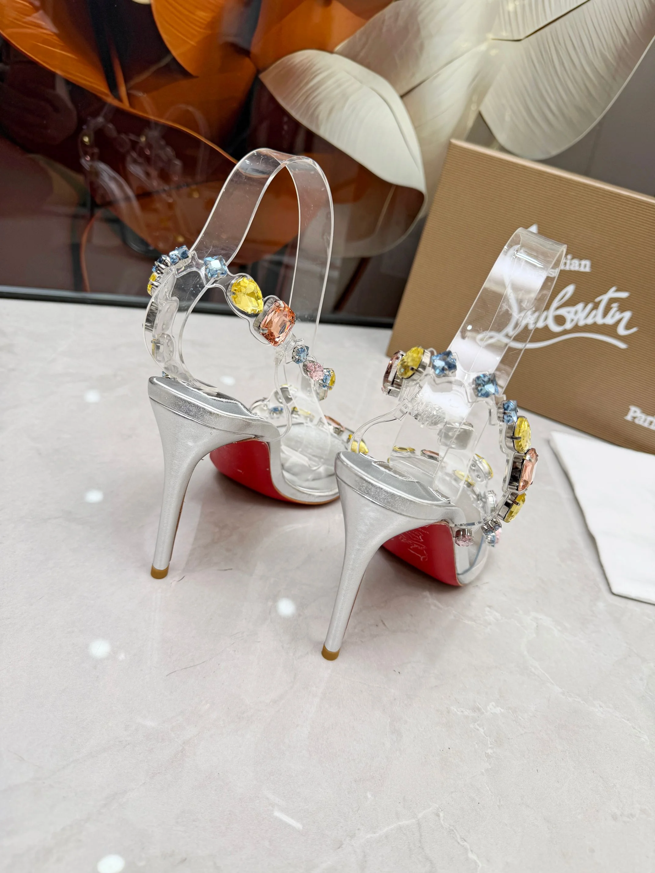 LOUBOUTIN Sandals Crystal PVC Silver-Clear EU35-39 B80202609110016 - Image 2