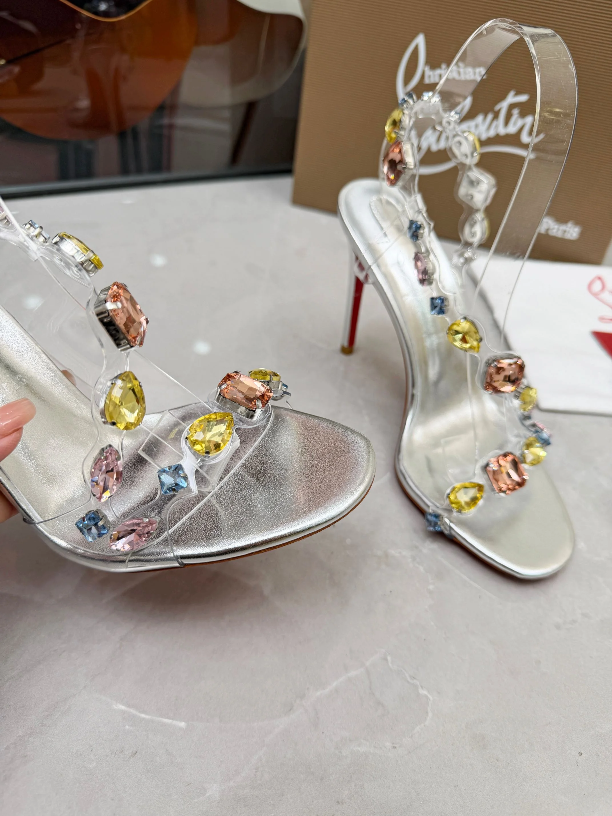 LOUBOUTIN Sandals Crystal PVC Silver-Clear EU35-39 B80202609110016 - Image 4