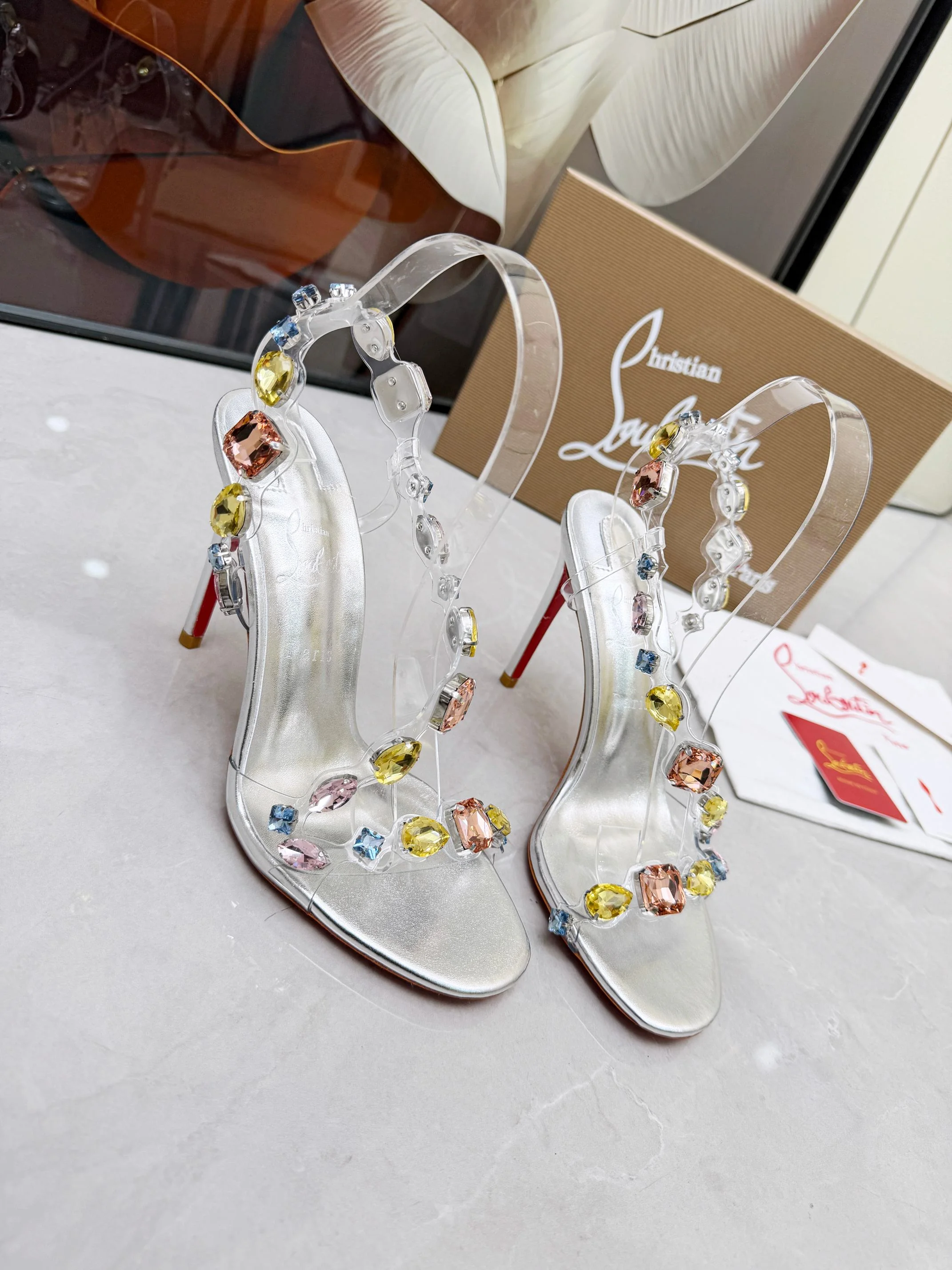 LOUBOUTIN Sandals Crystal PVC Silver-Clear EU35-39 B80202609110016 - Image 7