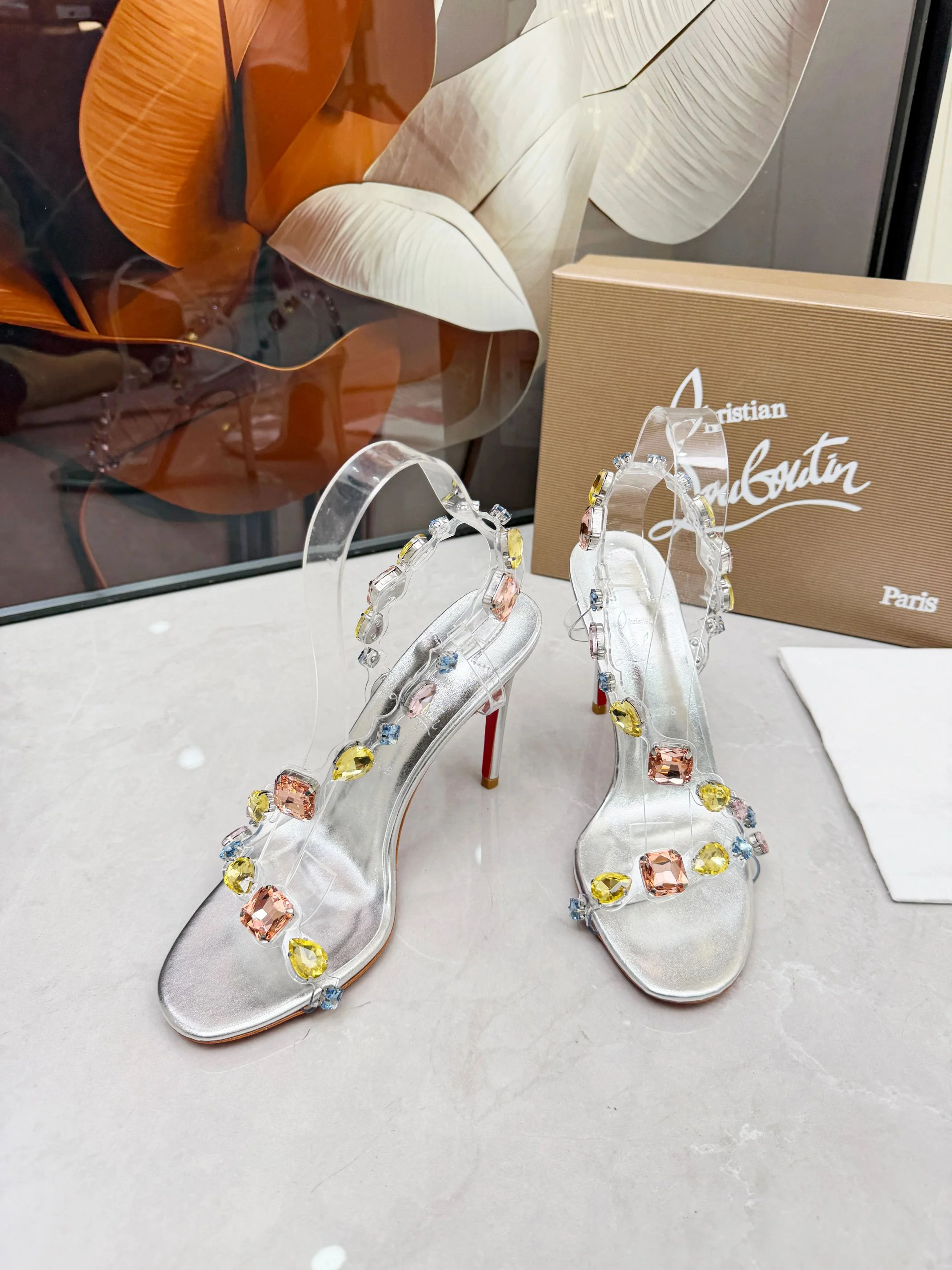 LOUBOUTIN Sandals Crystal PVC Silver-Clear EU35-39 B80202609110016 - Image 8